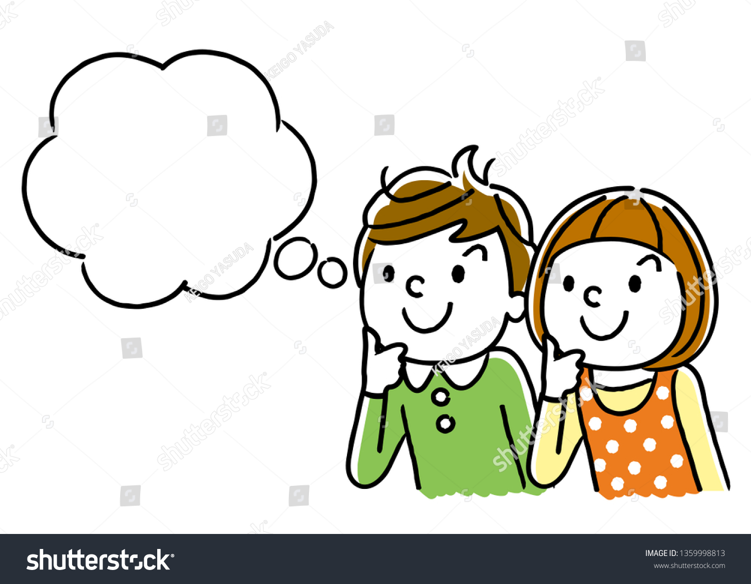 Thinking Boy Girl Stock Vector Royalty Free