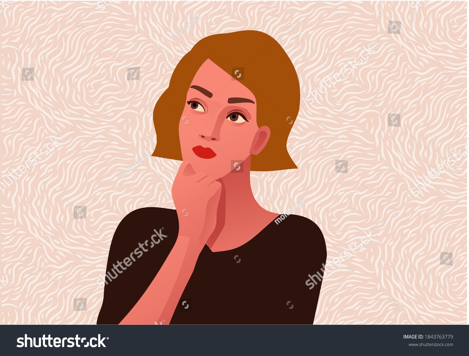 Thinking Girl Beautiful Face Doubts Problems Stock Vector Royalty Free 1843763779 5423