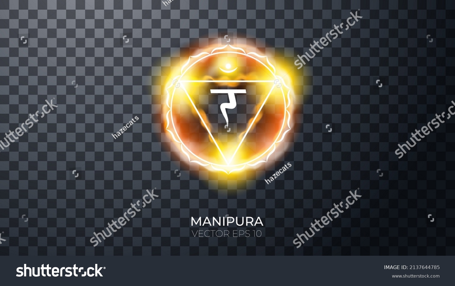 SVG of Third, solar plexus chakra - Manipura. Illustration of one of the seven chakras. Symbol of Hinduism, Buddhism. Ethereal strange fire sign. Decor elements for magic doctor, shaman, medium. svg