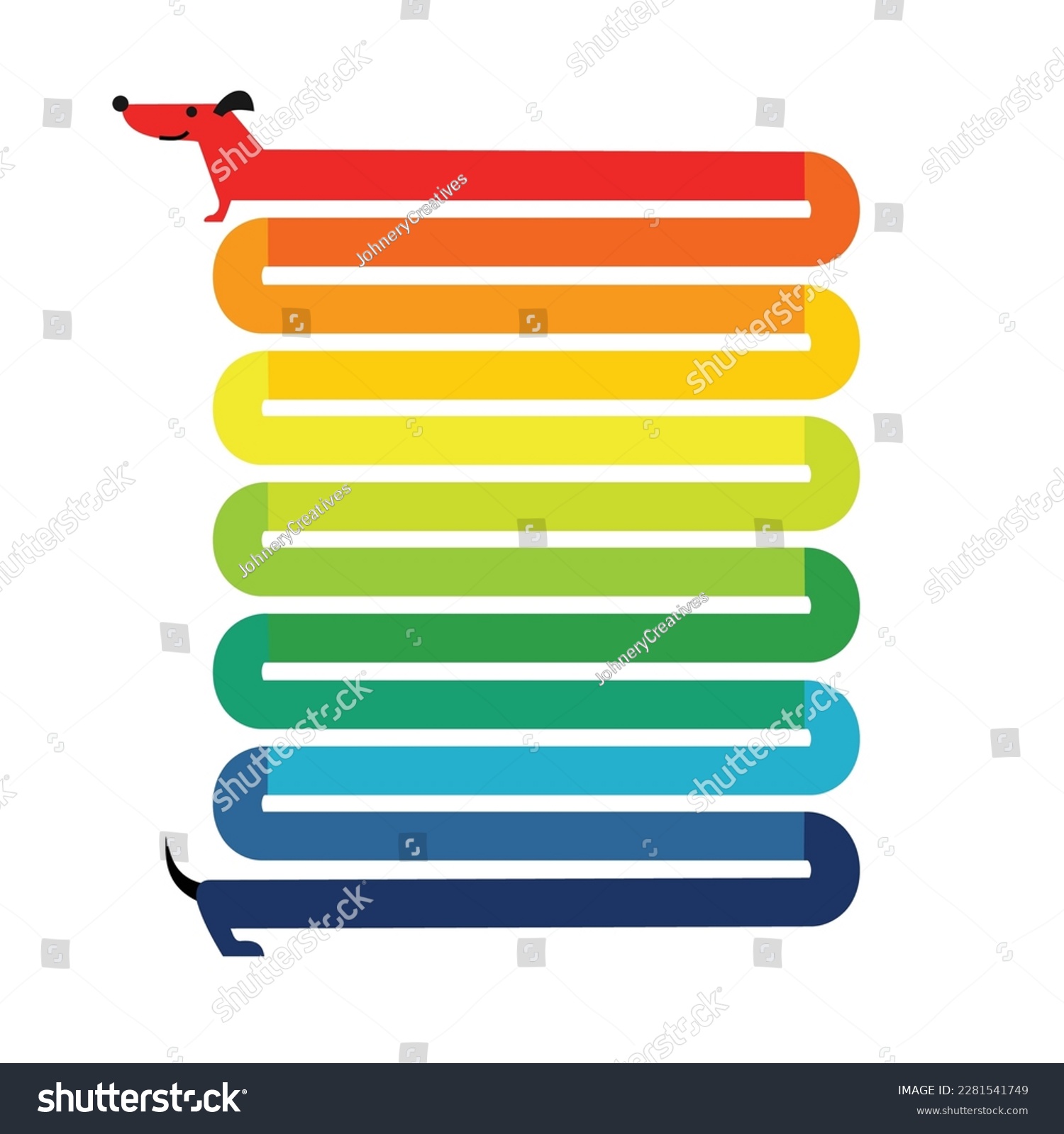 SVG of This dachshund is said to be 100 feet long and made up of the 7 colors of the rainbow. It said that this legendary wiener dog only appears after the rain... svg