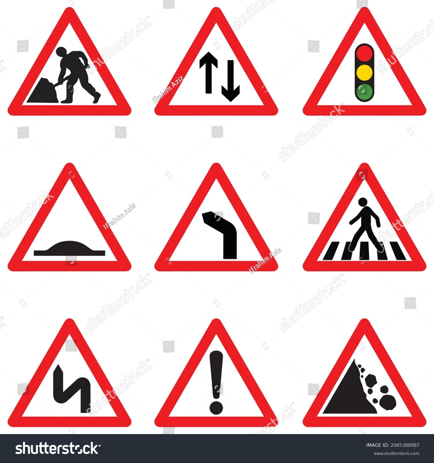 This Image Triangle Road Signs Vector Vetor Stock Livre De Direitos 2065388987 Shutterstock 