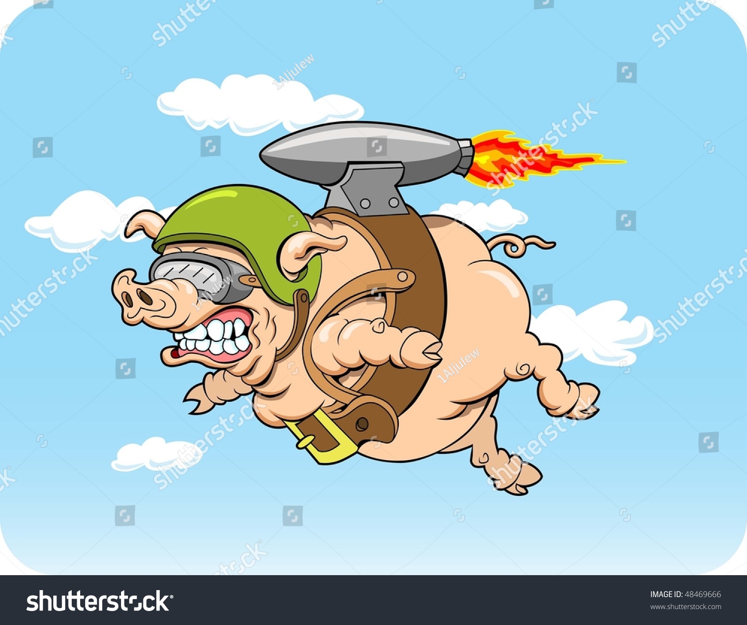 This Flying Pig Jet Pack Illustration Stock Vector 48469666 Shutterstock