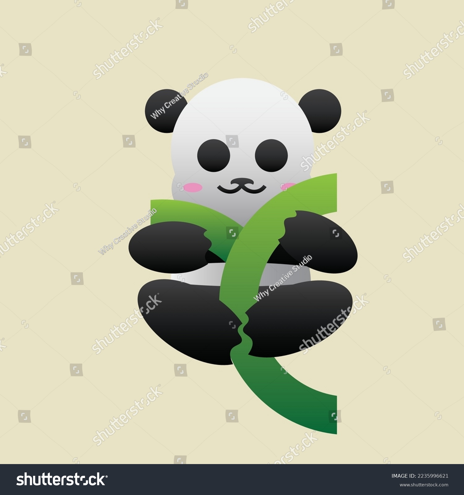 SVG of this is a logo of a panda climbing a bamboo tree with letter y. svg