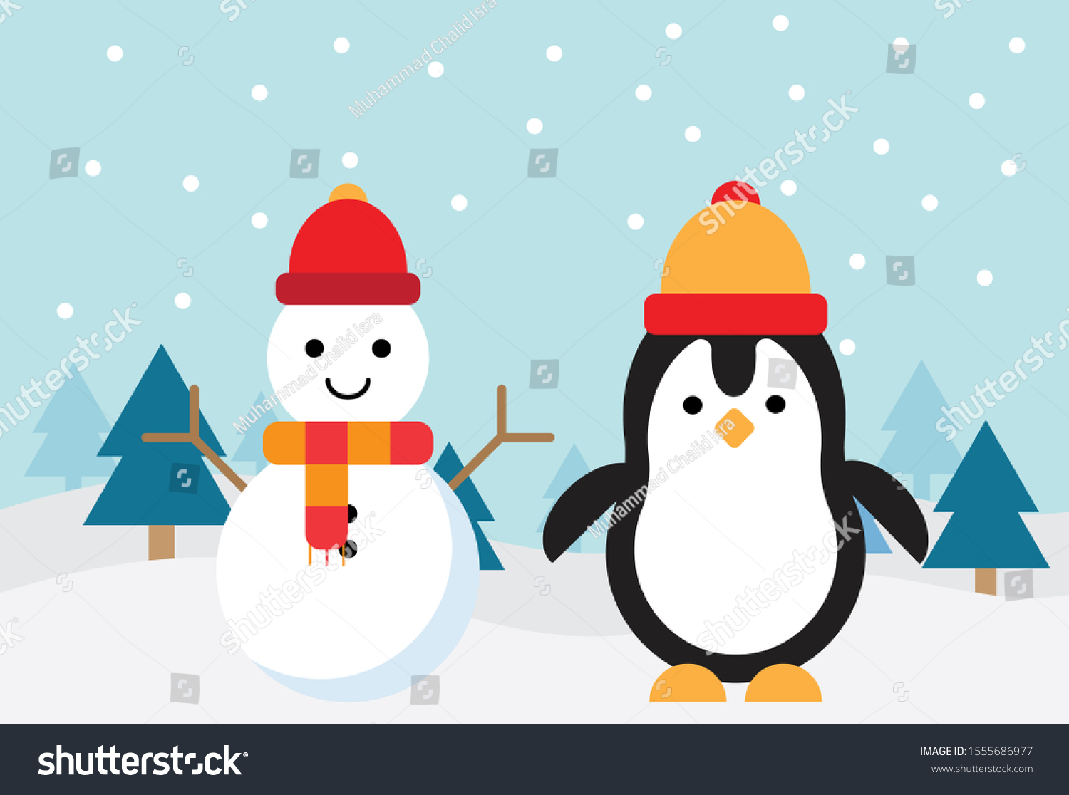 This Illustration Penguins Snowman This Vector Stock Vector (Royalty ...