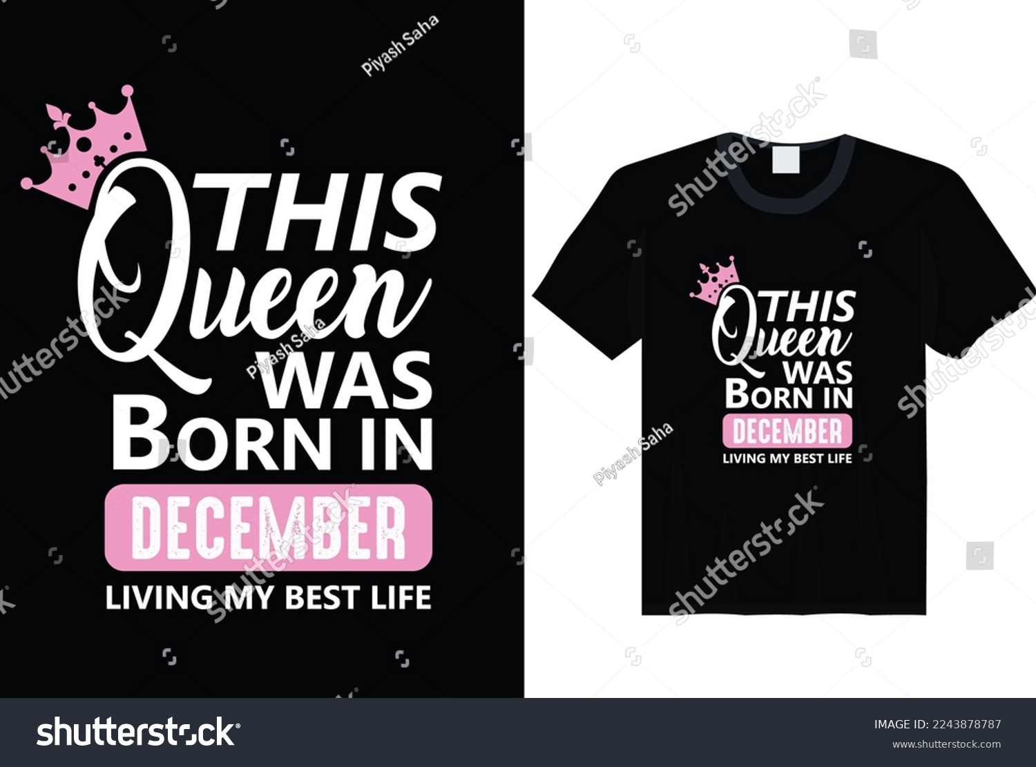 SVG of This Queen Was Born In December - t-shirt, typography, ornament vector - Good for kids or birthday boys, scrap booking, posters, greeting cards, banners, textiles, or gifts, clothes svg