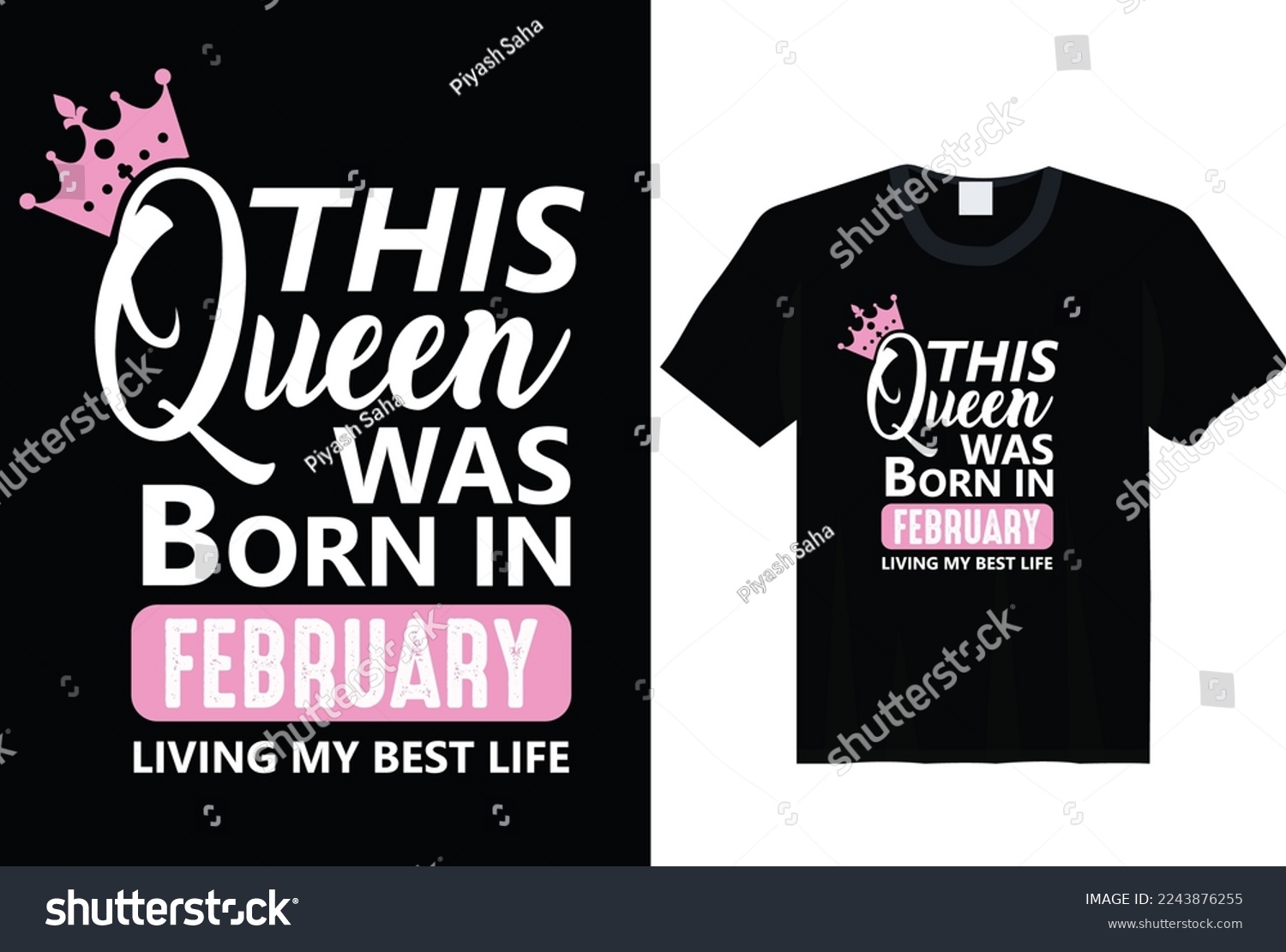SVG of This Queen Was Born In February - t-shirt, typography, ornament vector - Good for kids or birthday boys, scrap booking, posters, greeting cards, banners, textiles, or gifts, clothes svg