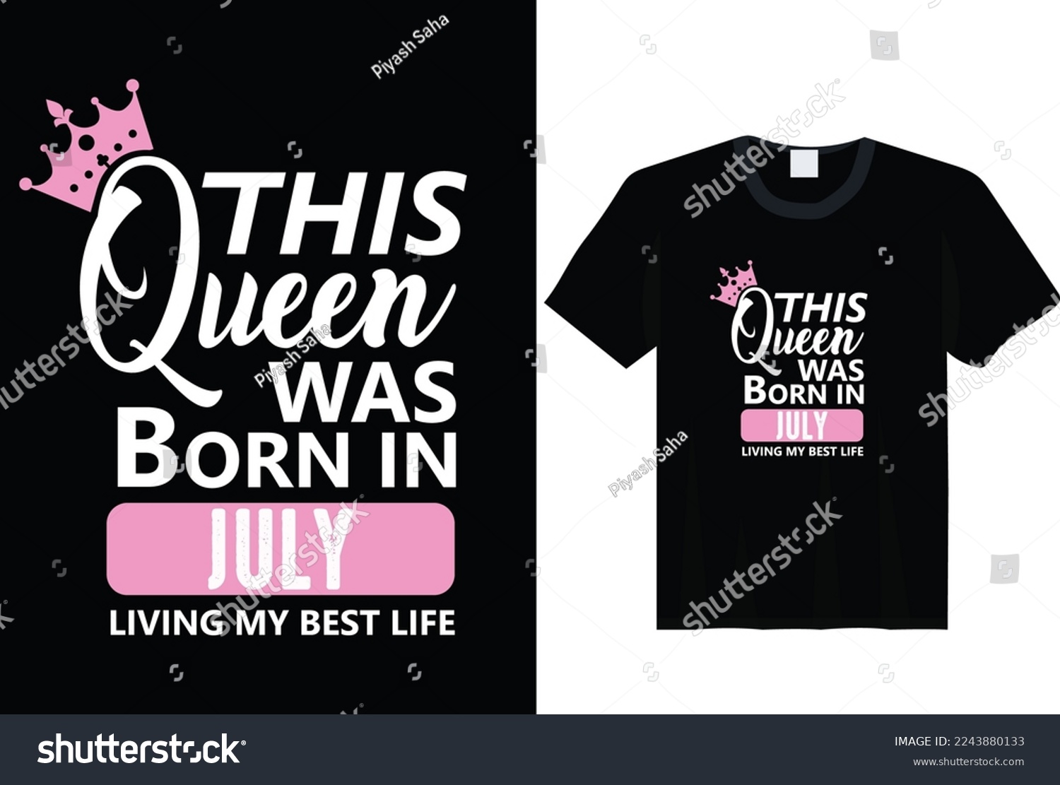 SVG of This Queen Was Born In July - t-shirt, typography, ornament vector - Good for kids or birthday boys, scrap booking, posters, greeting cards, banners, textiles, or gifts, clothes svg