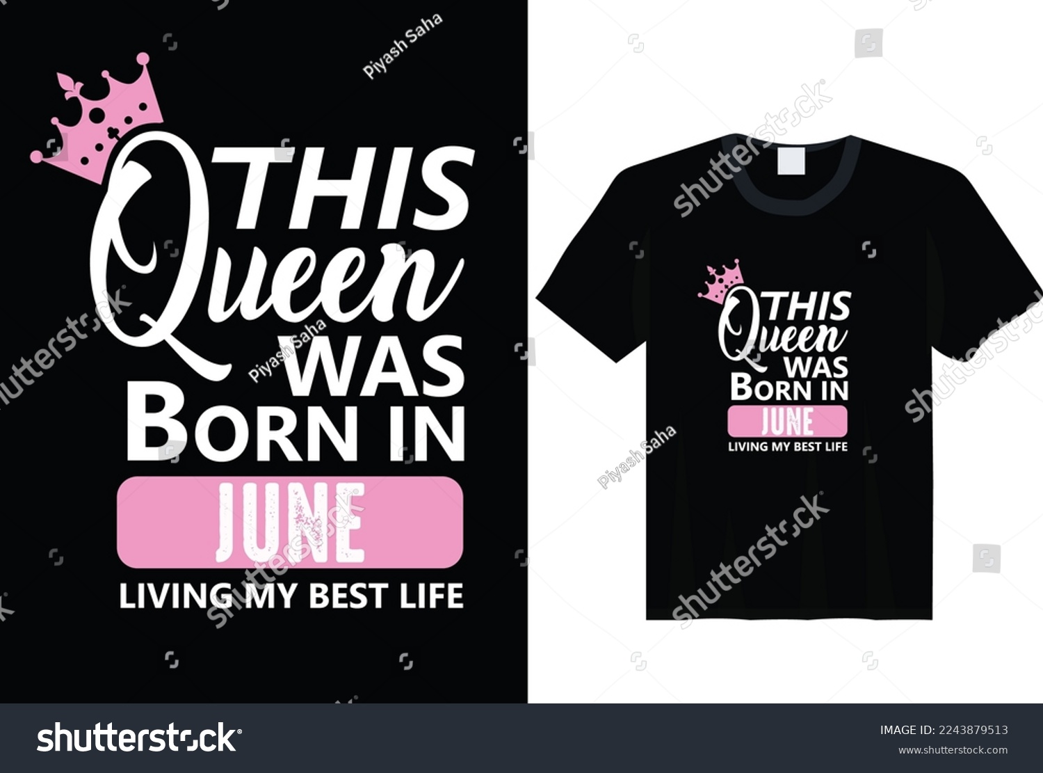 SVG of This Queen Was Born In June - t-shirt, typography, ornament vector - Good for kids or birthday boys, scrap booking, posters, greeting cards, banners, textiles, or gifts, clothes svg