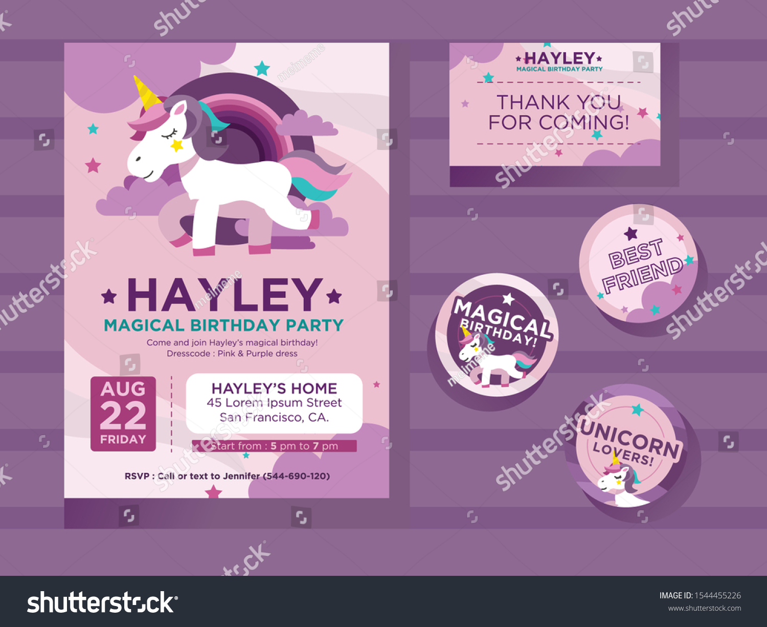 This Unicorn Invitation Design Template Suitable Stock Vector (Royalty