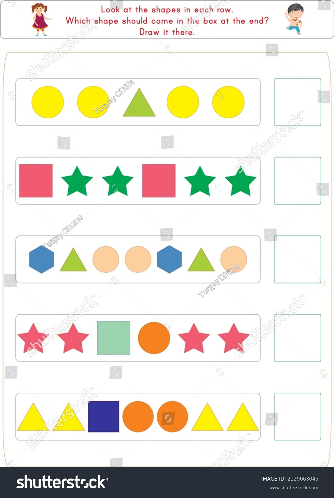 This Worksheet Pattern Completion Activity Correct Stock Vector ...