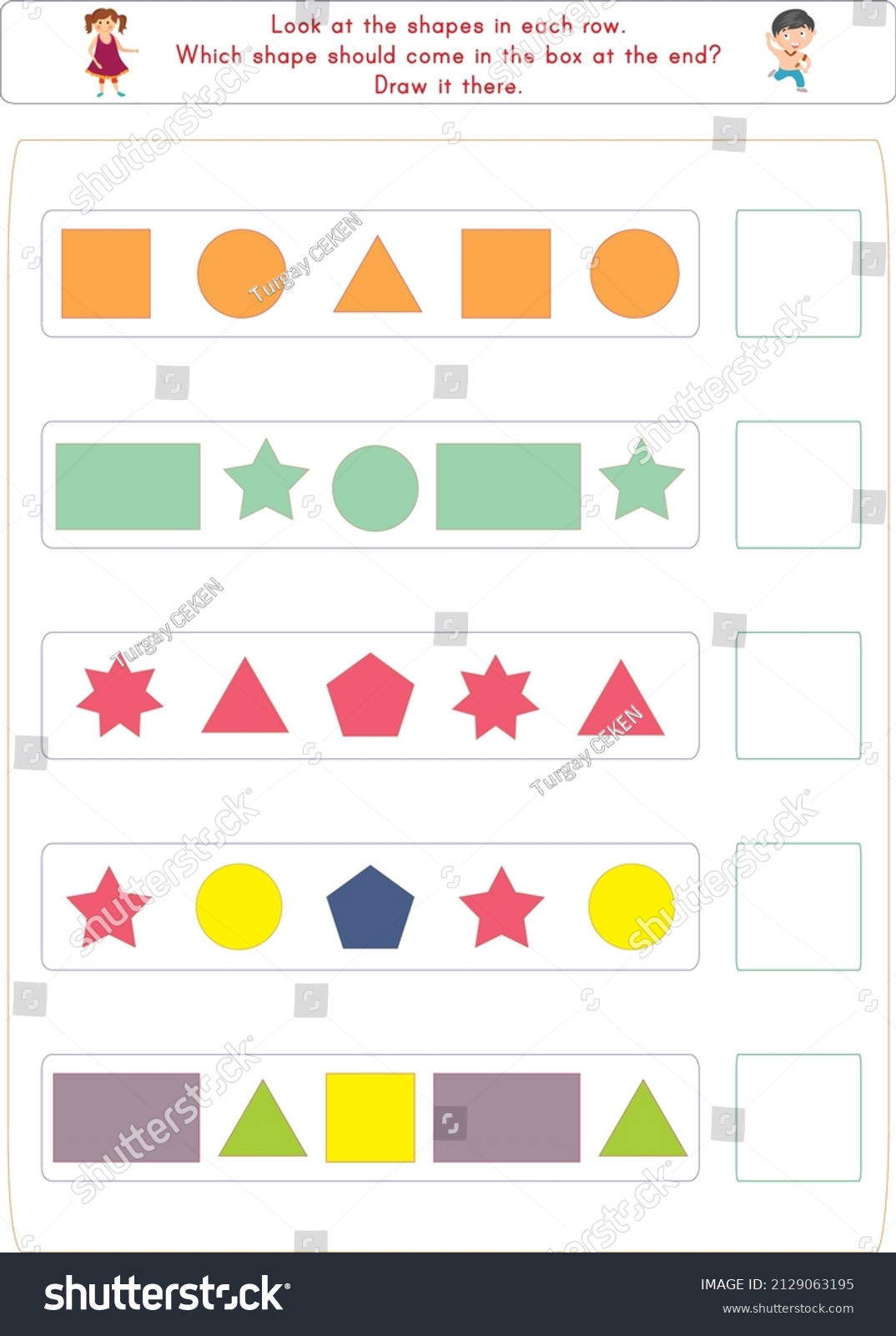 This Worksheet Pattern Completion Activity Correct Stock Vector ...