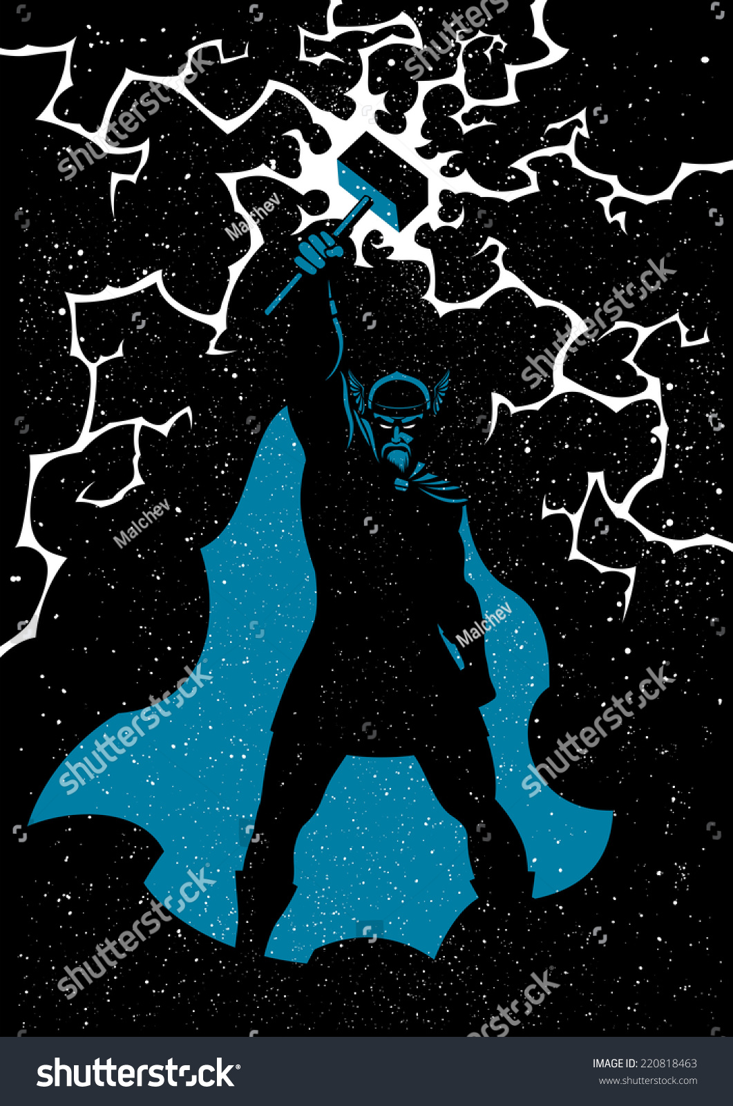 SVG of Thor: Vector illustration of Scandinavian god Thor in 3 colors. No transparency and gradients used.  svg