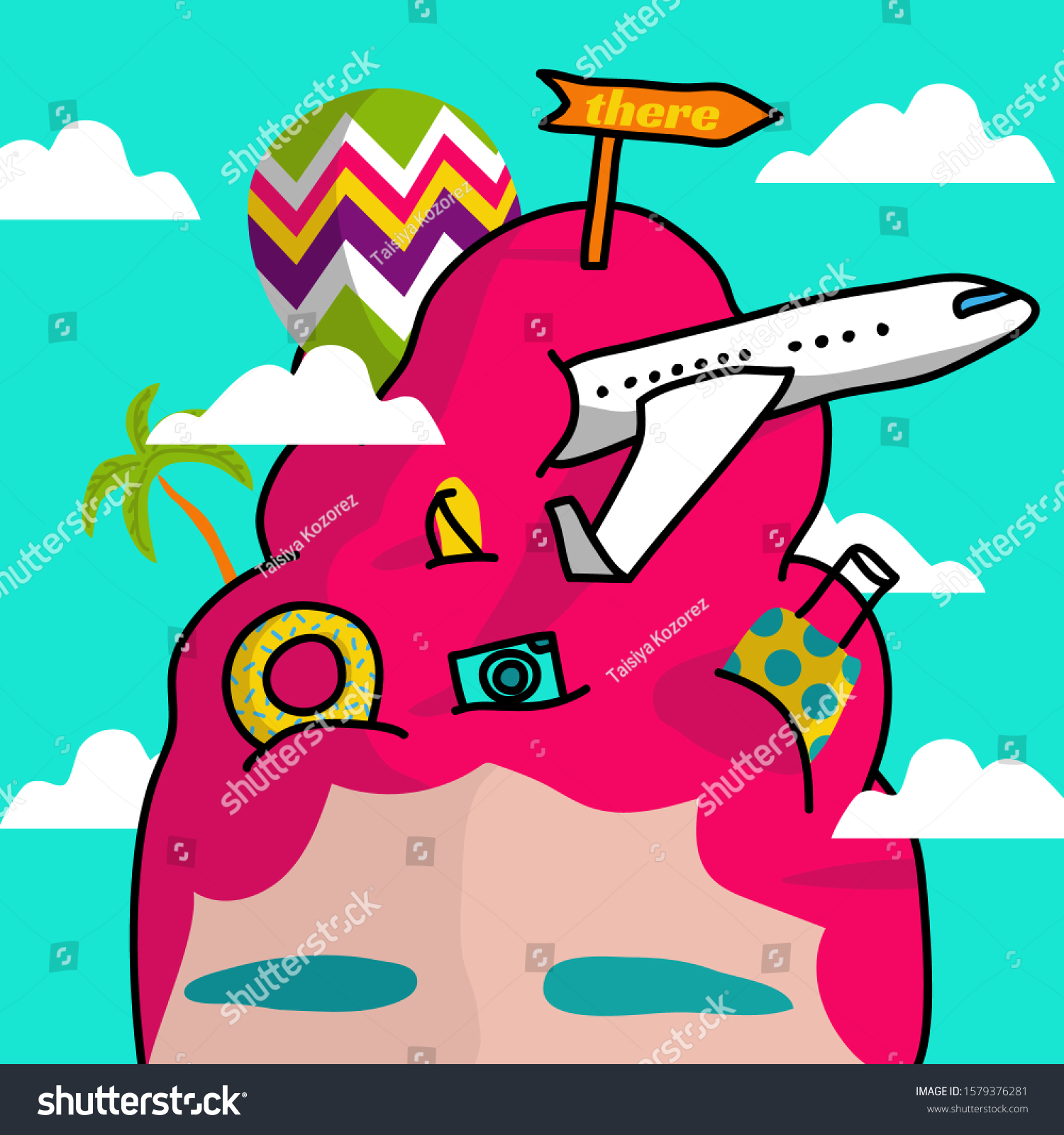 Thoughts My Head About Vacation Desire Stock Vector Royalty Free