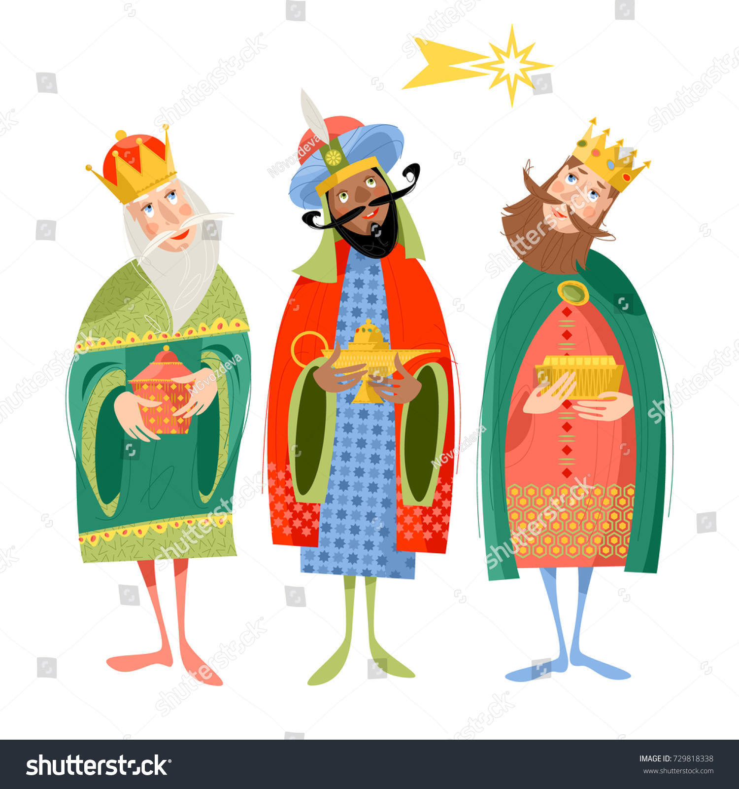 Three Biblical Kings Caspar Melchior Balthazar Stock Vector 729818338 ...