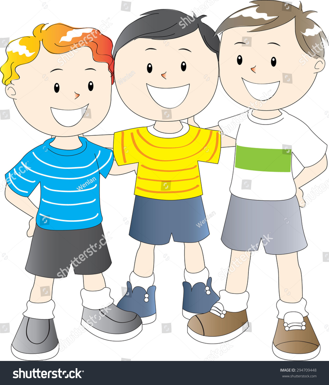 Three Boys Together Stock Vector 294709448 - Shutterstock