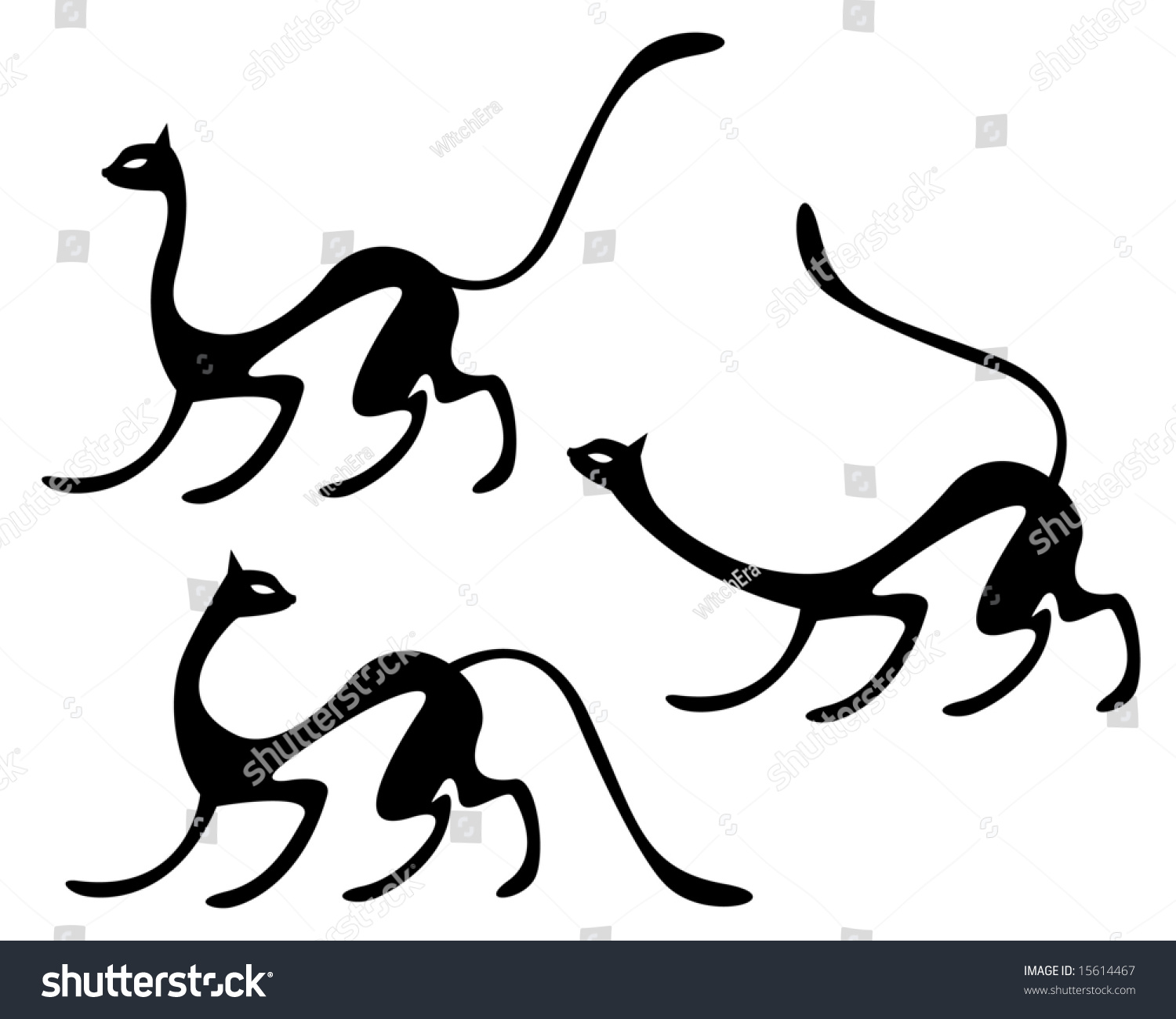 Three Cat Silhouettes Stock Vector Illustration 15614467 : Shutterstock