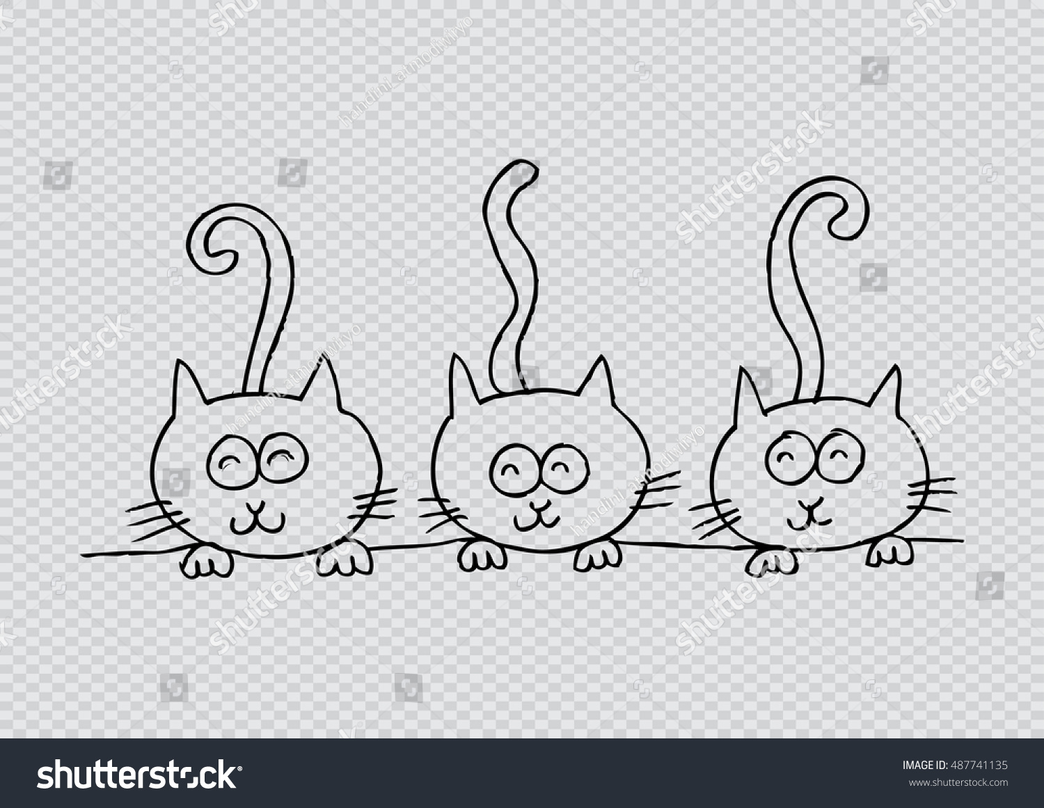 Three Cats Cartoon Style Stock Vector (Royalty Free) 487741135