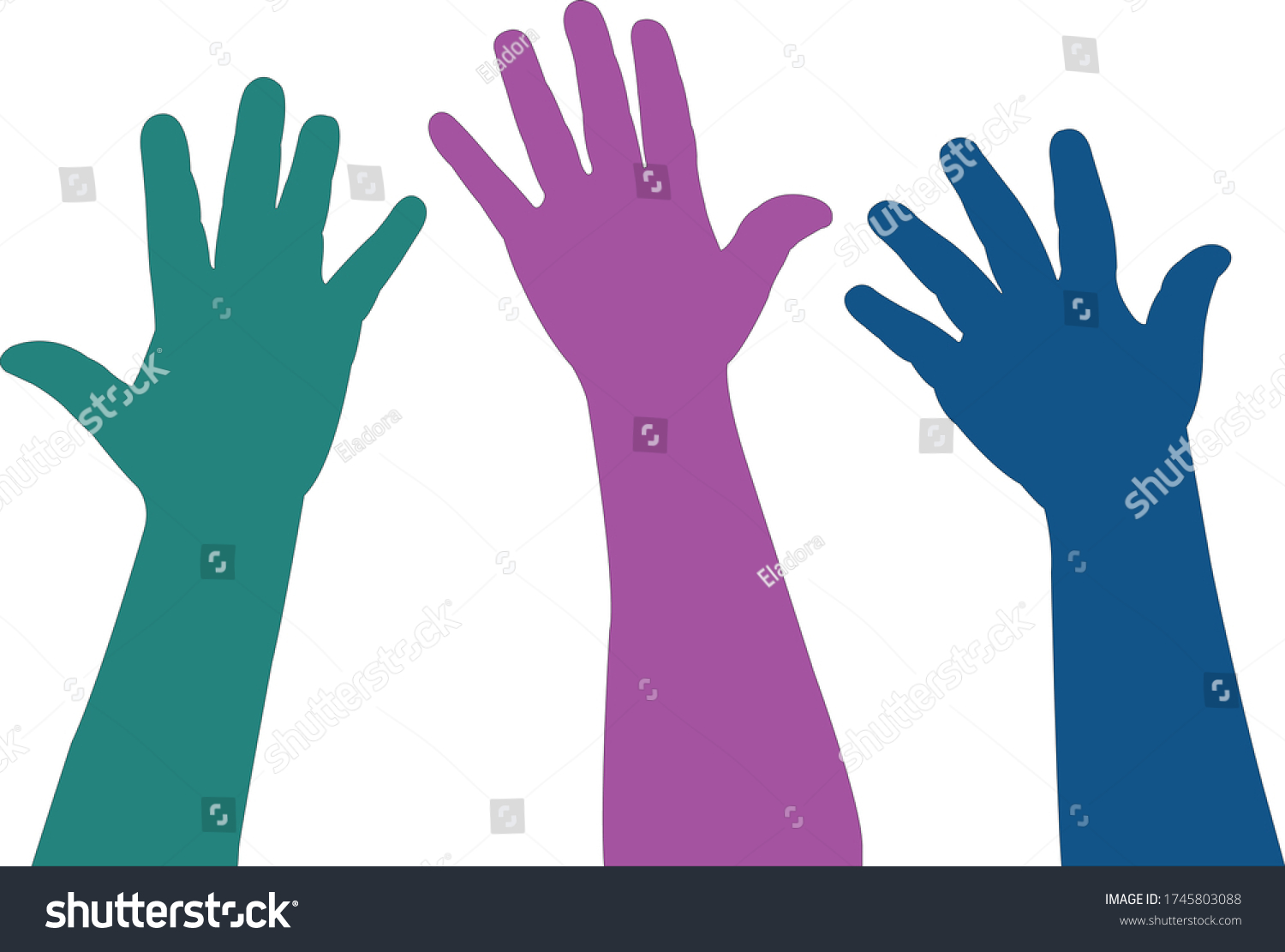 Three Colorful Hands Silhouette Vector Stock Vector (Royalty Free ...