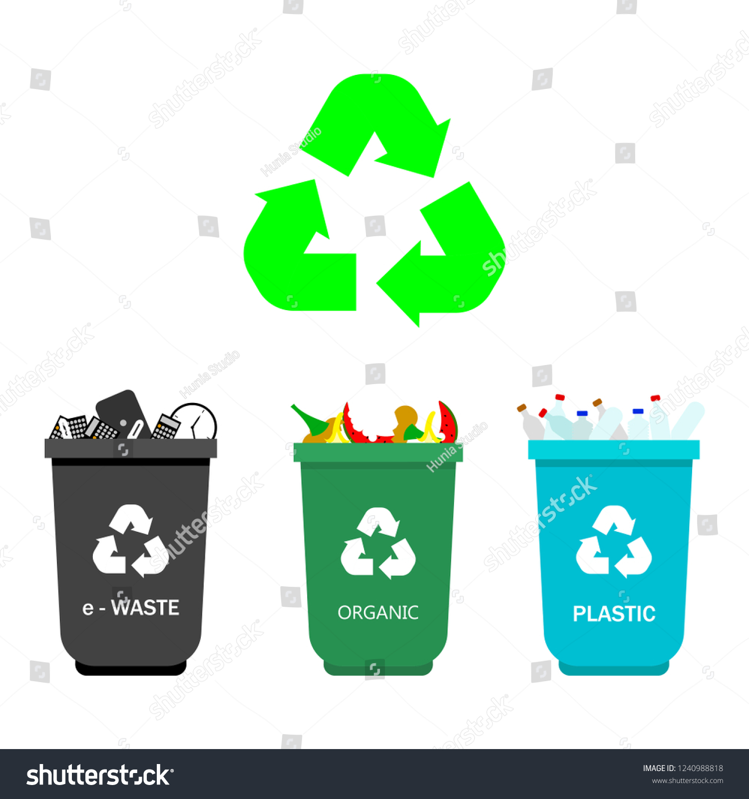 Three Concept Recycle Bin Separate Each Stock Vector (Royalty Free ...