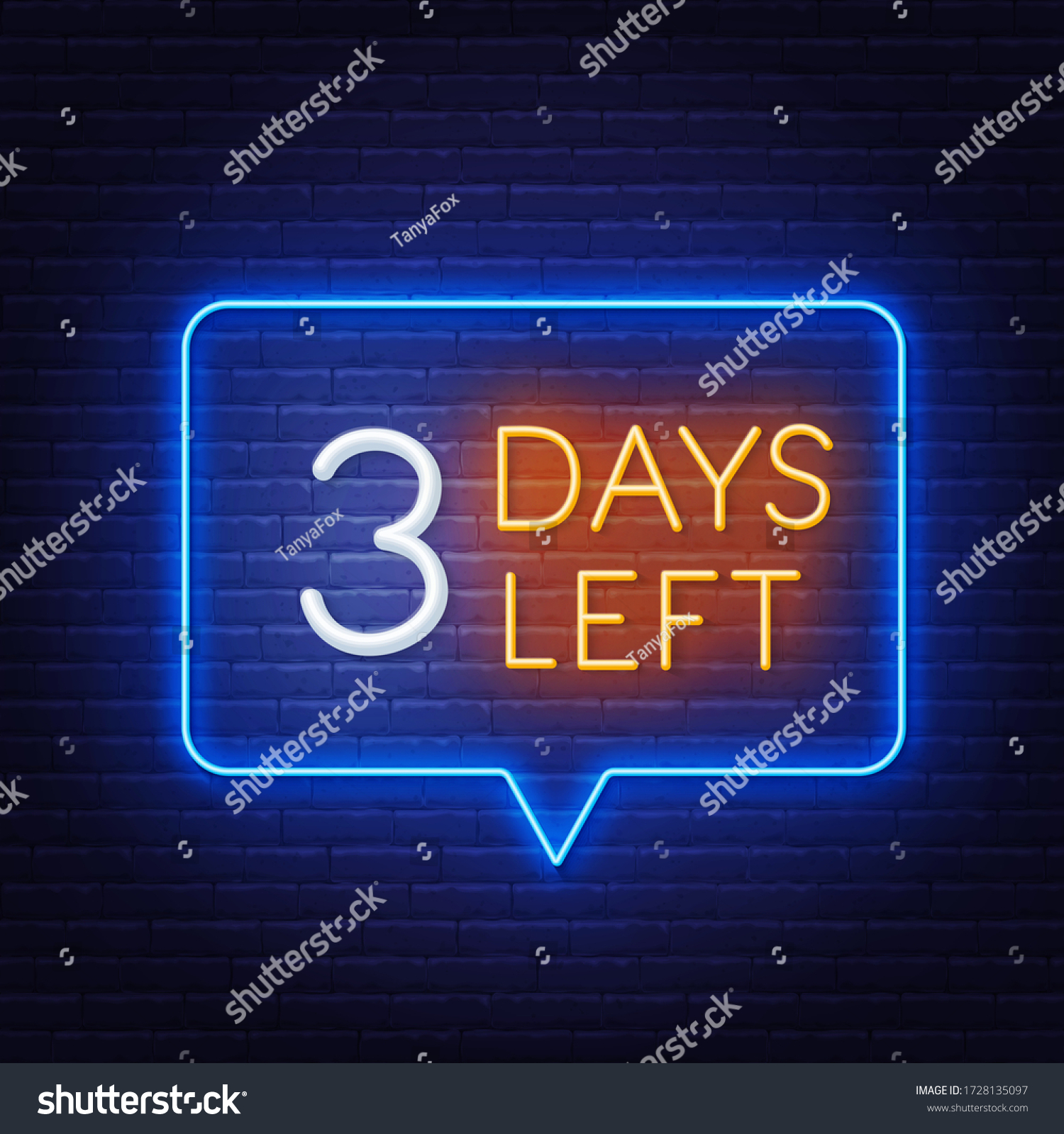 Three Days Left Neon Sign On Stock Vector (Royalty Free) 1728135097 ...