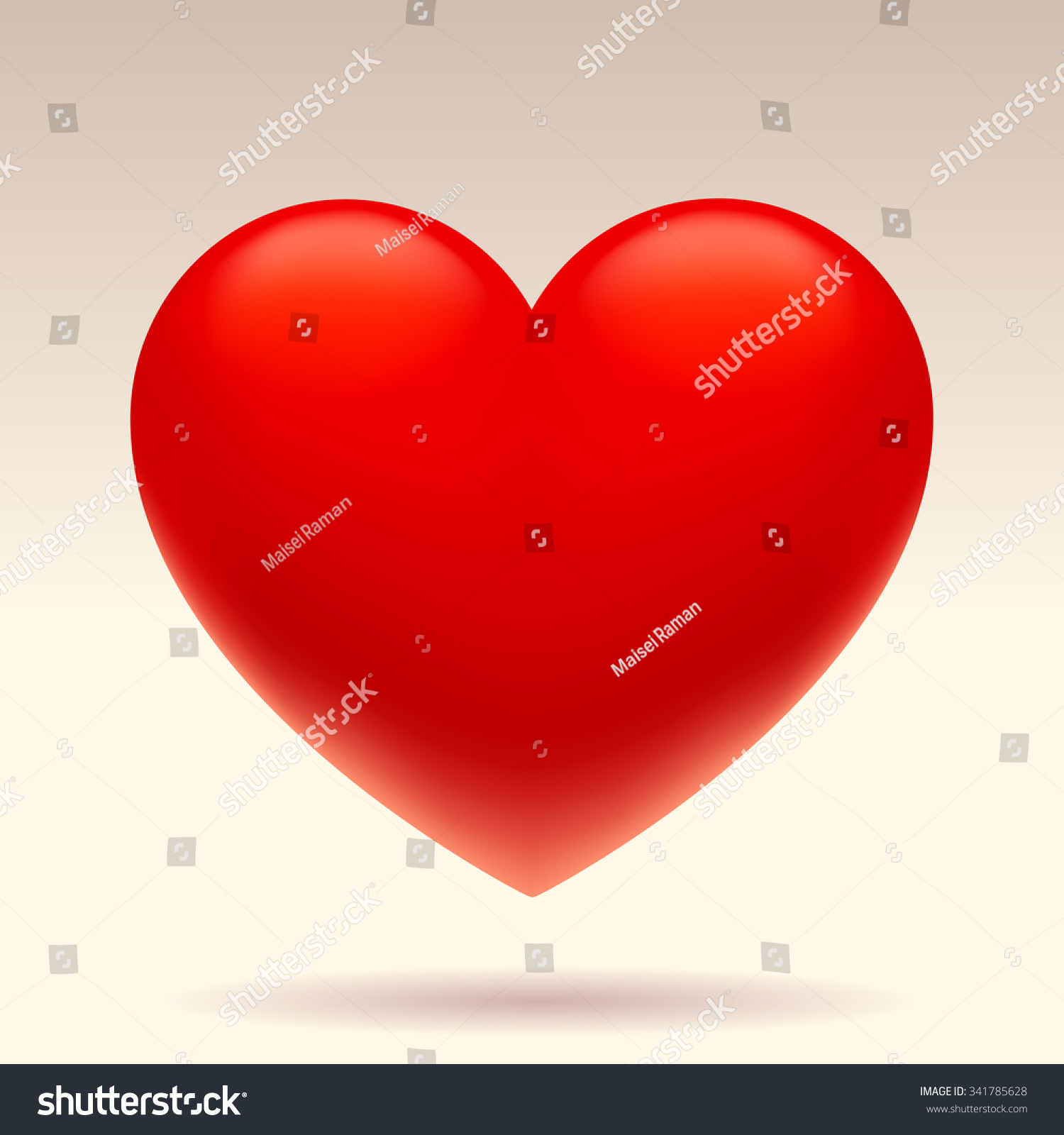 Three Dimensional Red Heart Shape Isolated Stock Vector 341785628 