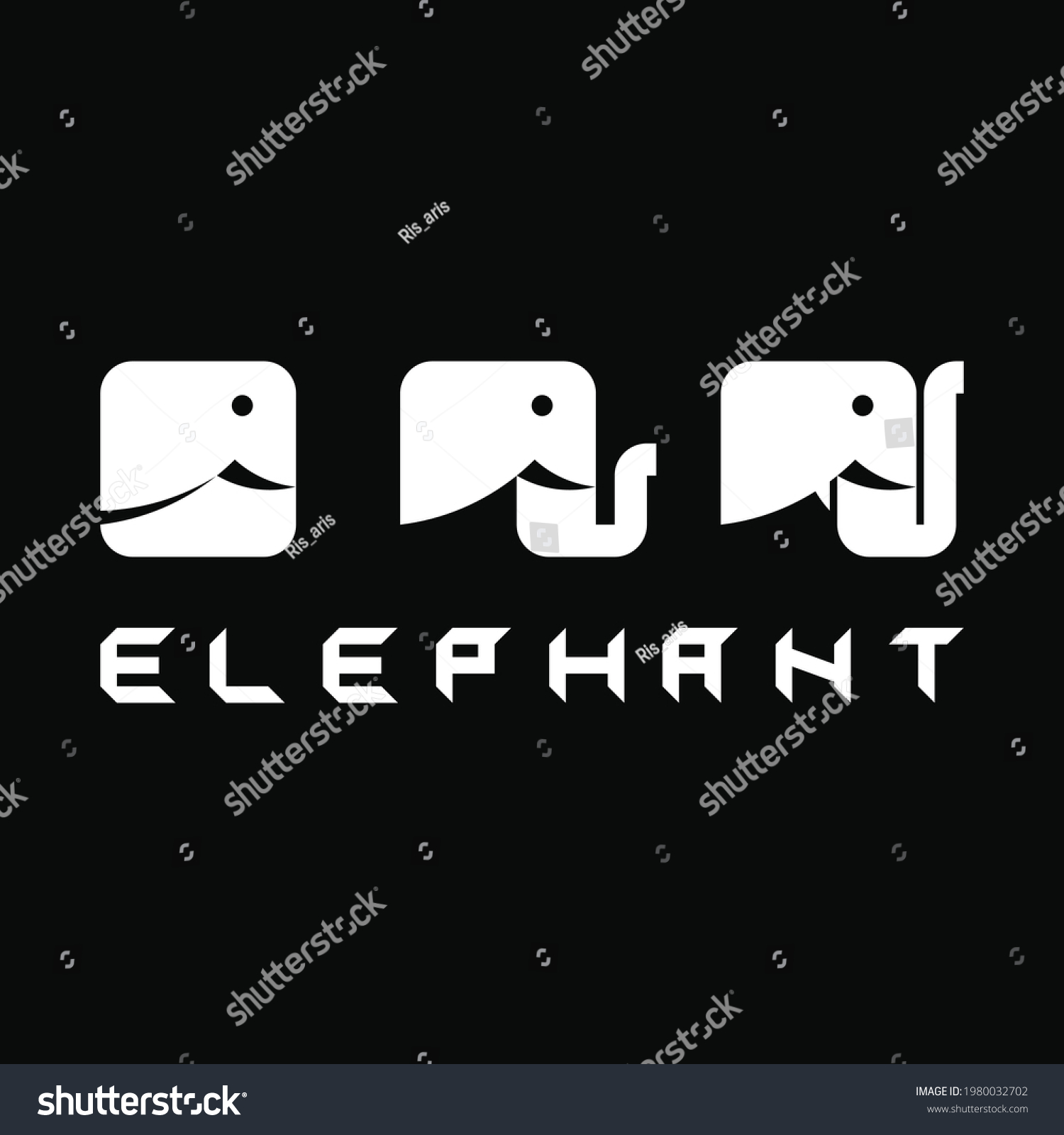 SVG of Three Elephant Heads Logo. Elephant Logo. Animal Logo. Head logo. Black and White. For Logo,Icon,Symbol and sign svg