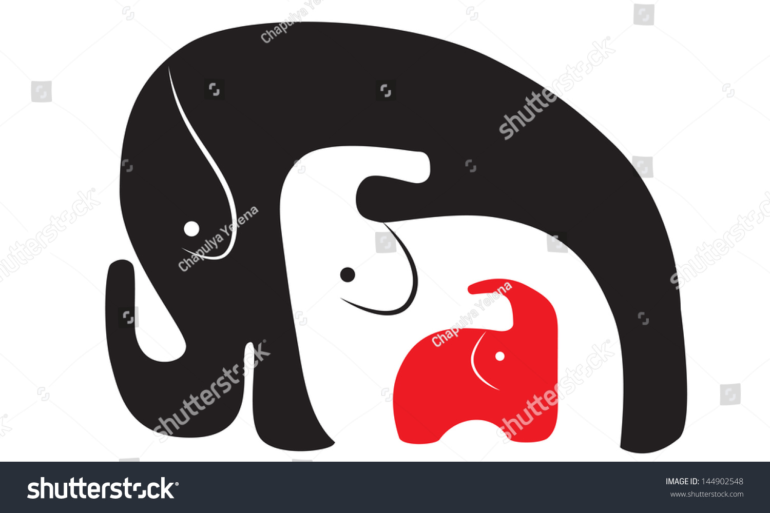 SVG of three elephants of different color (three in one) svg
