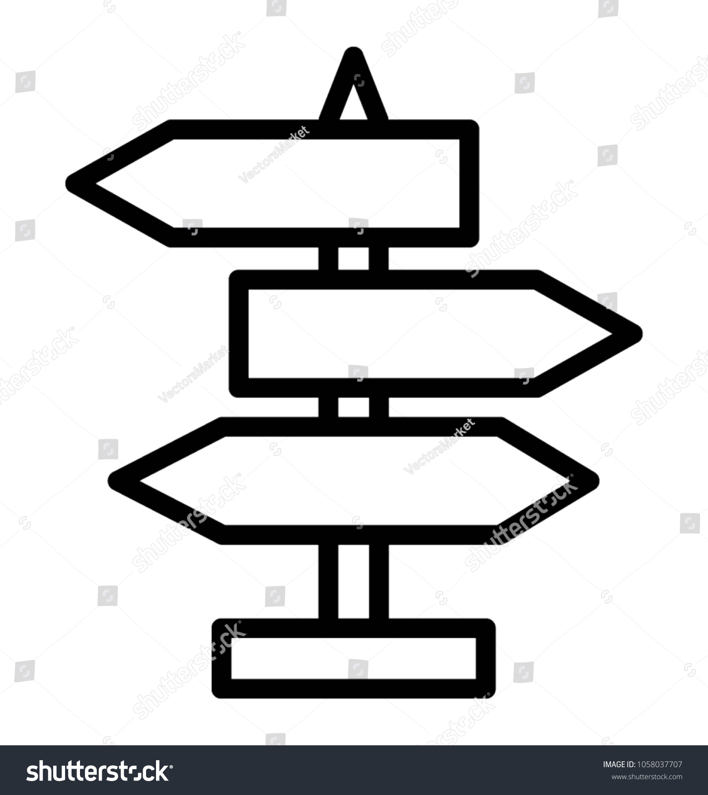Three Finger Posts Road Directions Stock Vector (Royalty Free