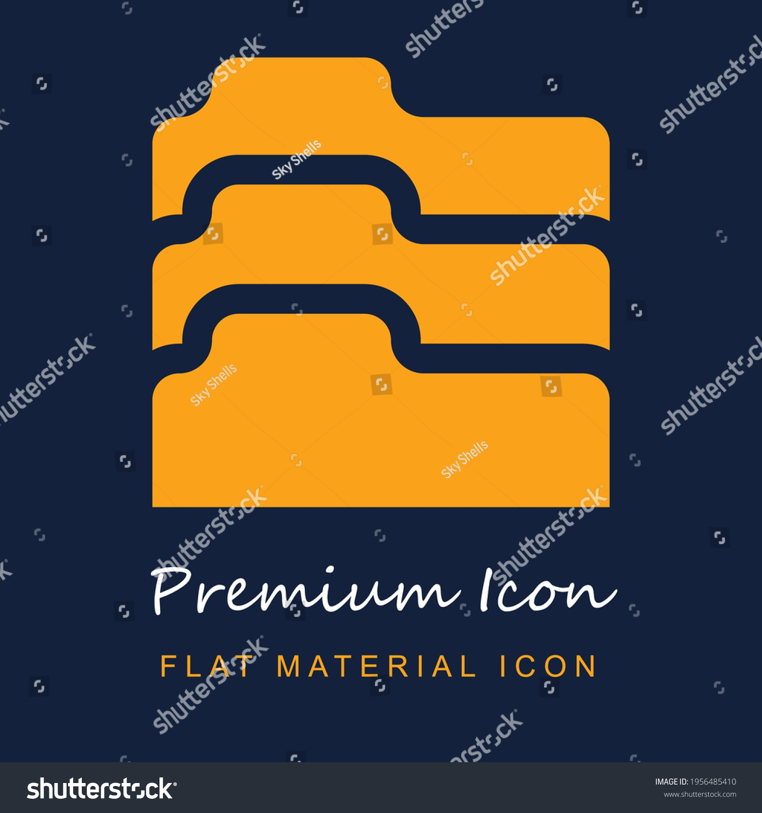 SVG of Three Folders premium material ui ux isolated vector icon in navy blue and orange colors svg