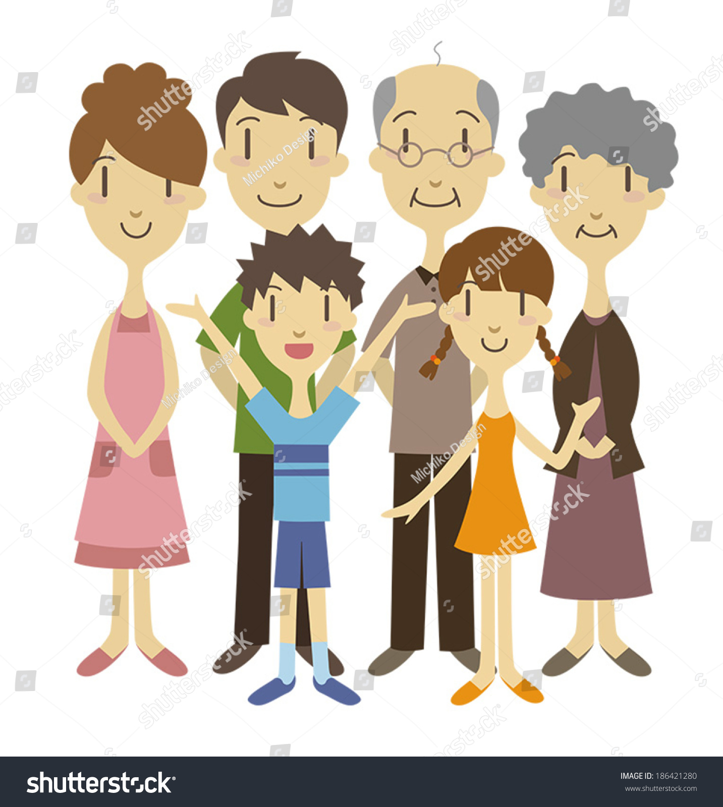 Three Generation Family /Vector Illustration - 186421280 : Shutterstock