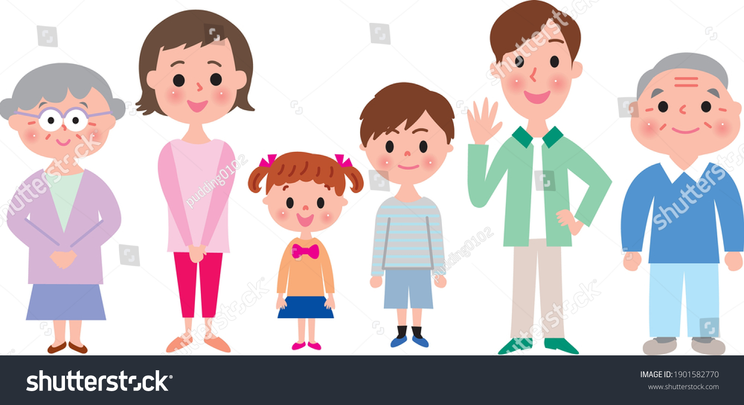 Three Generations Families Line Stock Vector (Royalty Free) 1901582770 ...