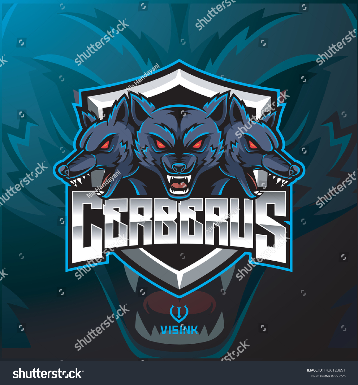 SVG of Three headed cerberus mascot logo design svg