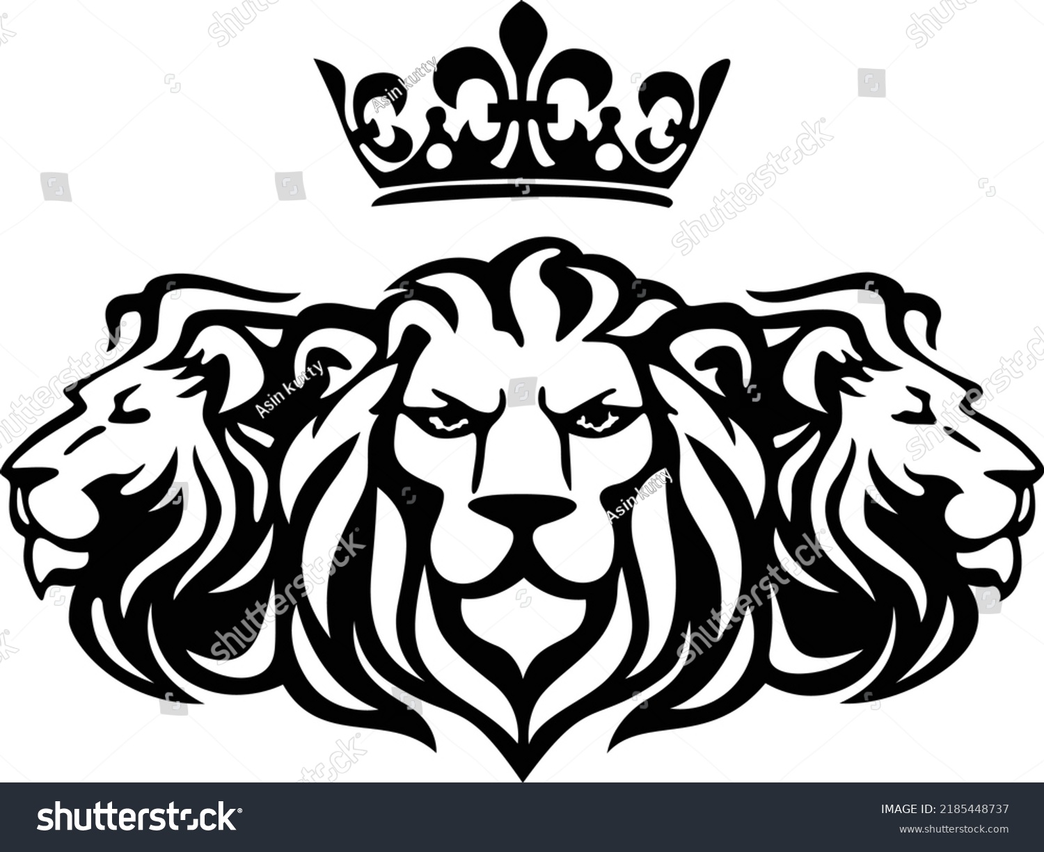 SVG of Three Lions Design laser cut svg  files wall sticker engraving decal silhouette template svg