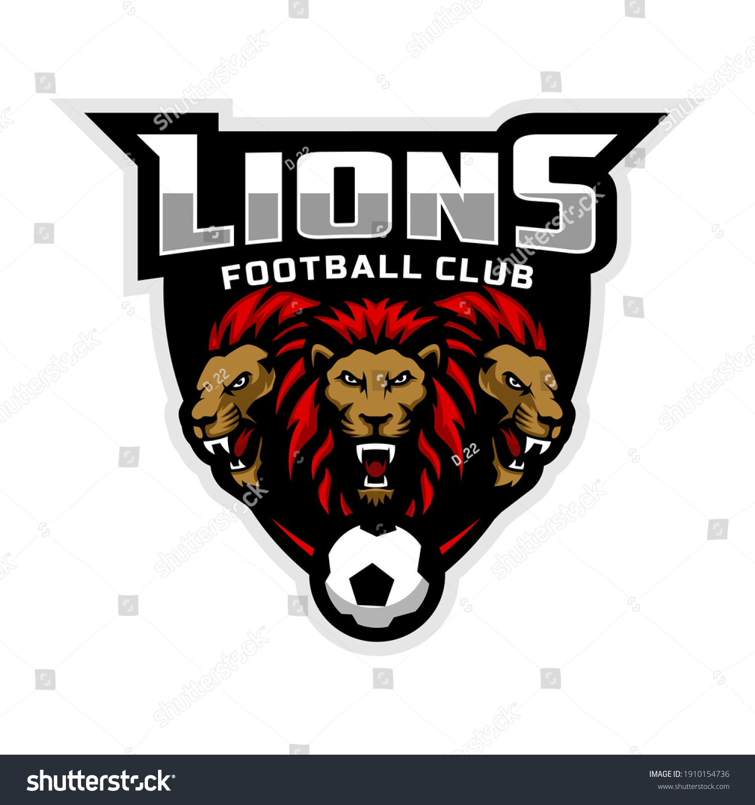 Three Lions Mascot Football Team Logo Stock Vector (Royalty Free ...