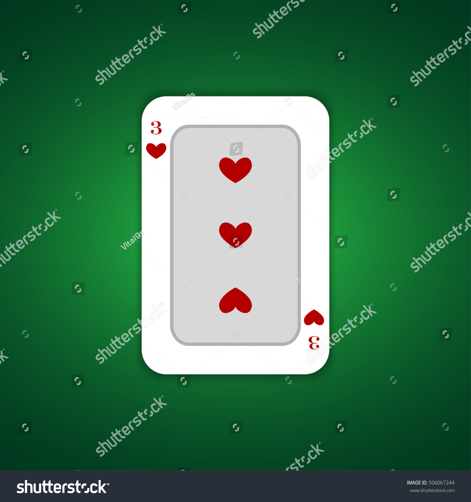 Three Hearts Playing Card Stock Vector (Royalty Free) 506067244 ...