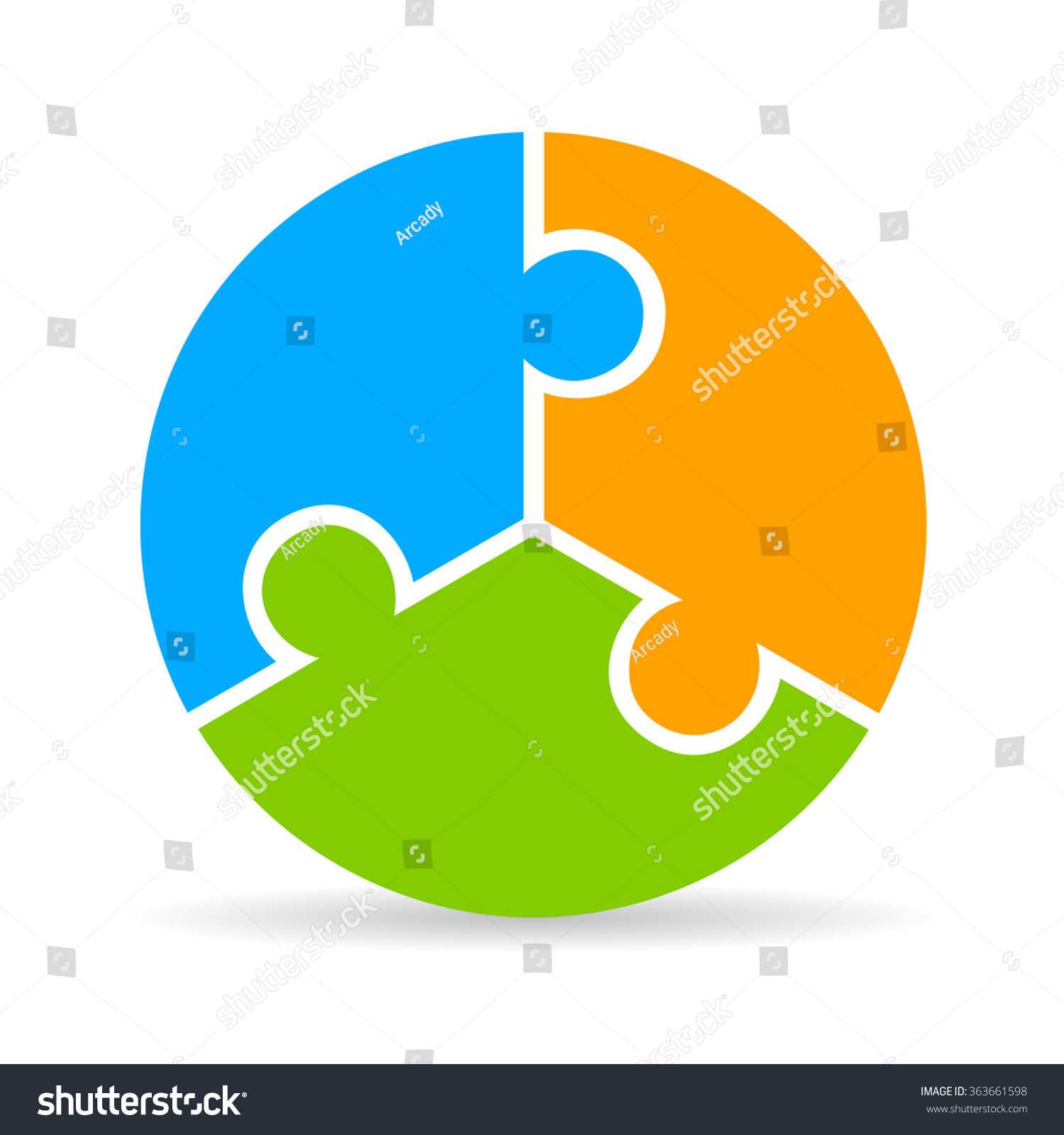 Three Part Puzzle Process Diagram Isolated 363661598