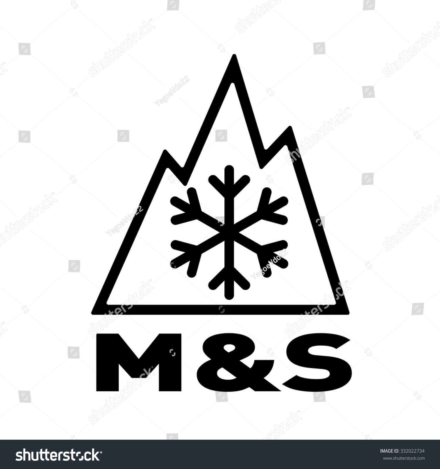 Three Peak Mountain Snowflake (3pmsf) And Mud And Snow Symbol Icon On ...