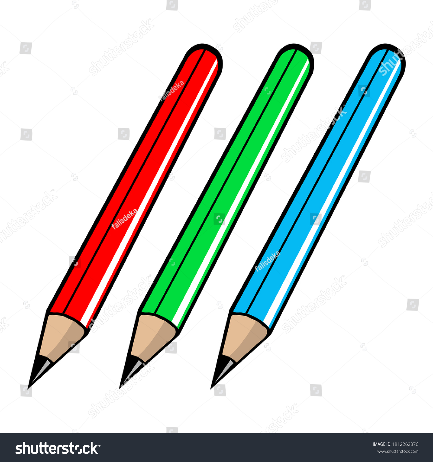 Three Pencil Vector Illustrationisolated On White Stock Vector (Royalty