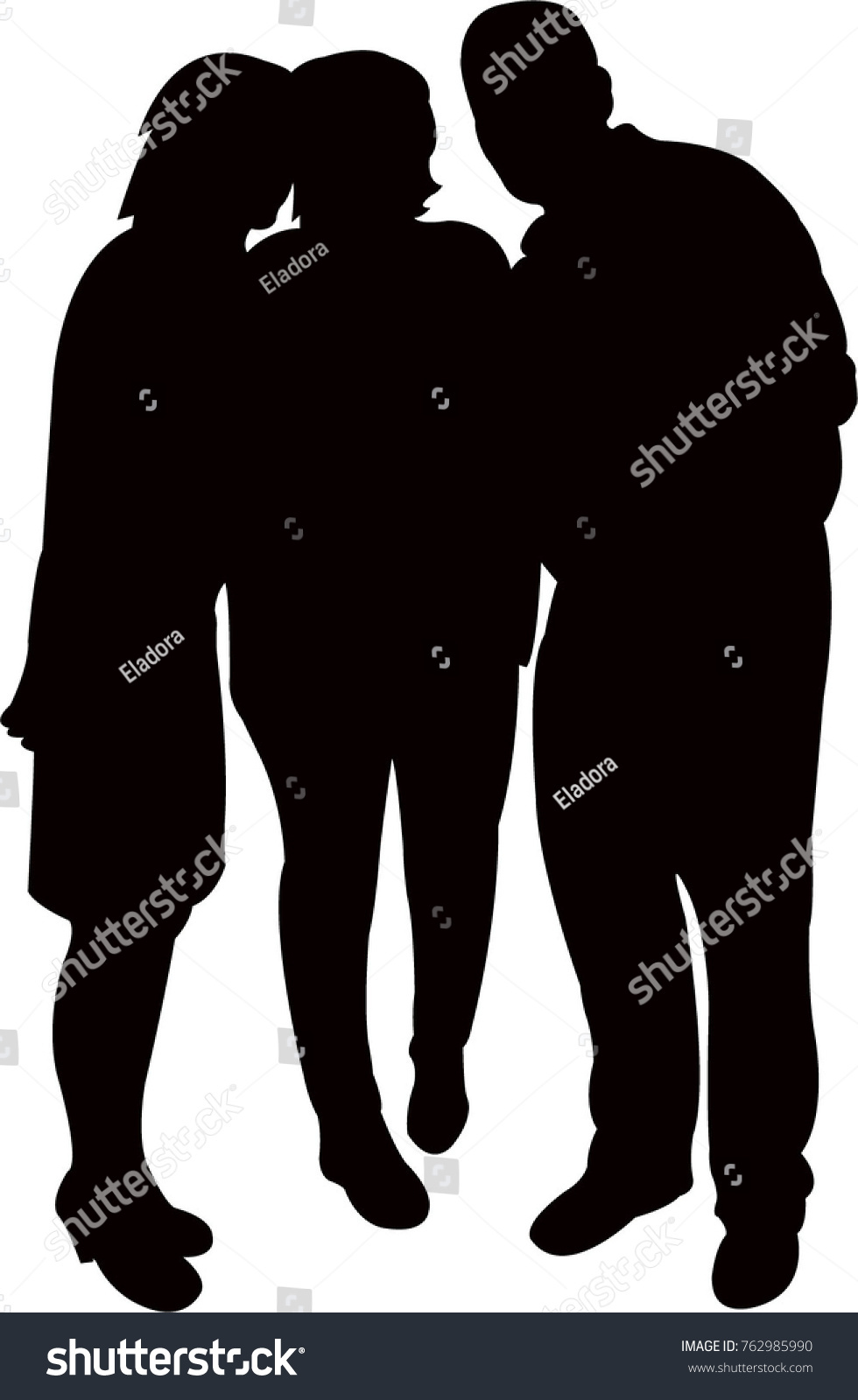 Three People Together Silhouette Vector Stock Vector (Royalty Free ...