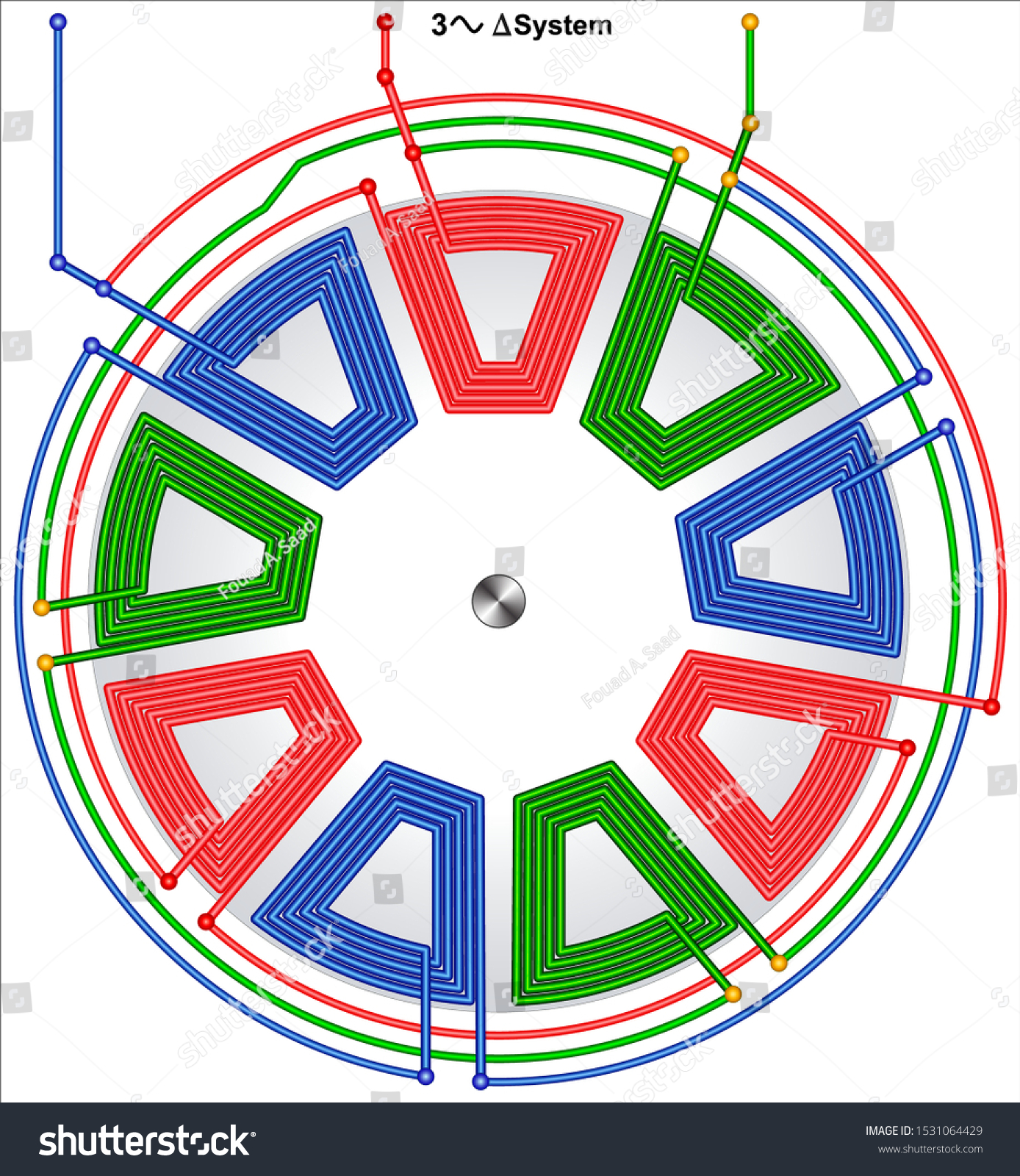 Vektor Stok Threephase Motor Winding Diagram Delta Connection (Tanpa ...