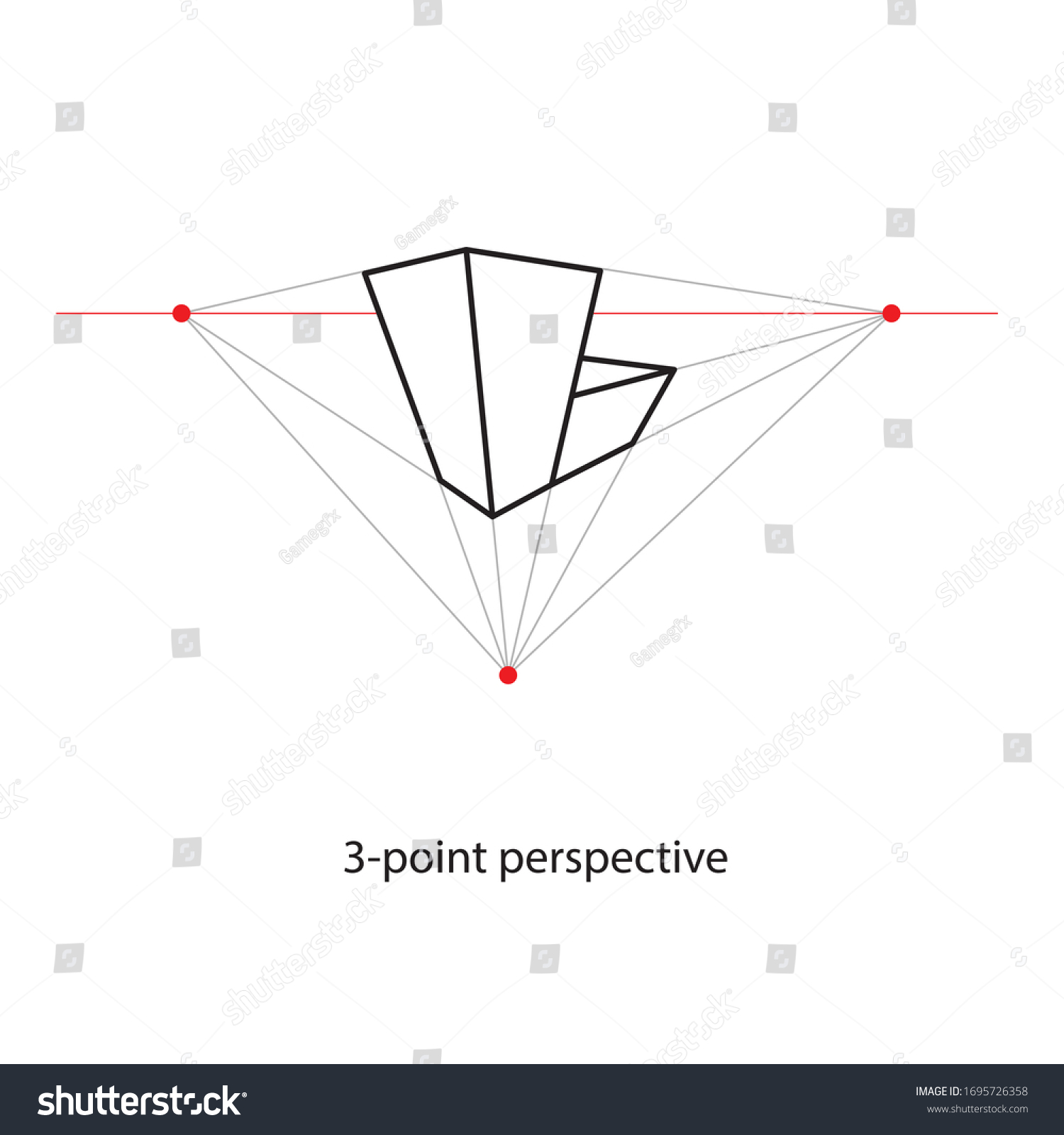 Three Point Perspective Line Drawing Study Stock Vector (Royalty Free ...