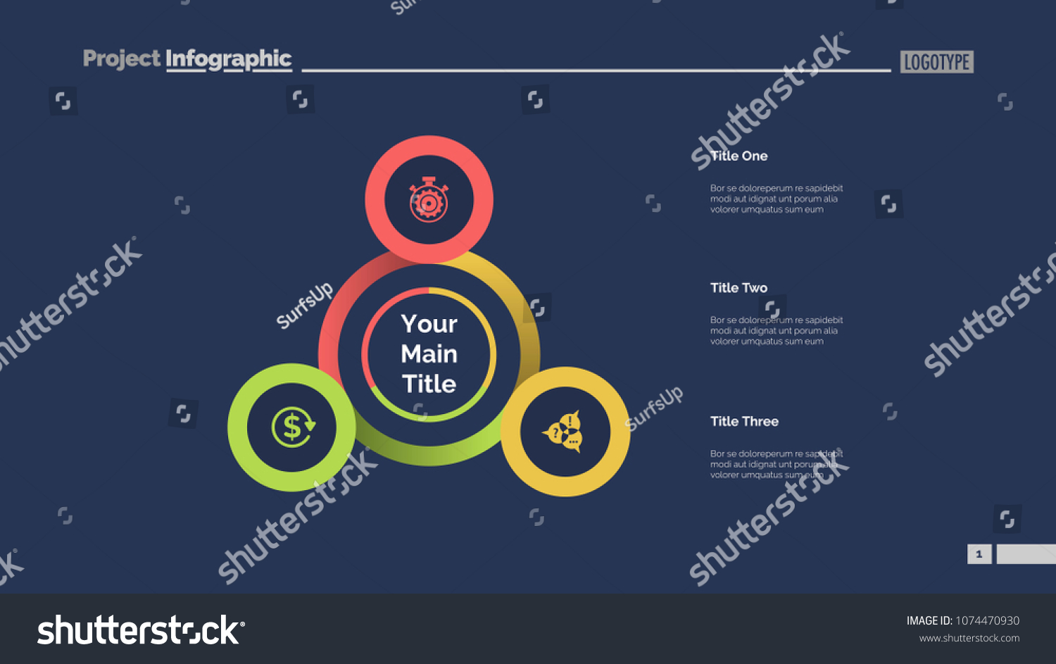 Three Points Process Chart Business Data Stock Vector (Royalty Free ...