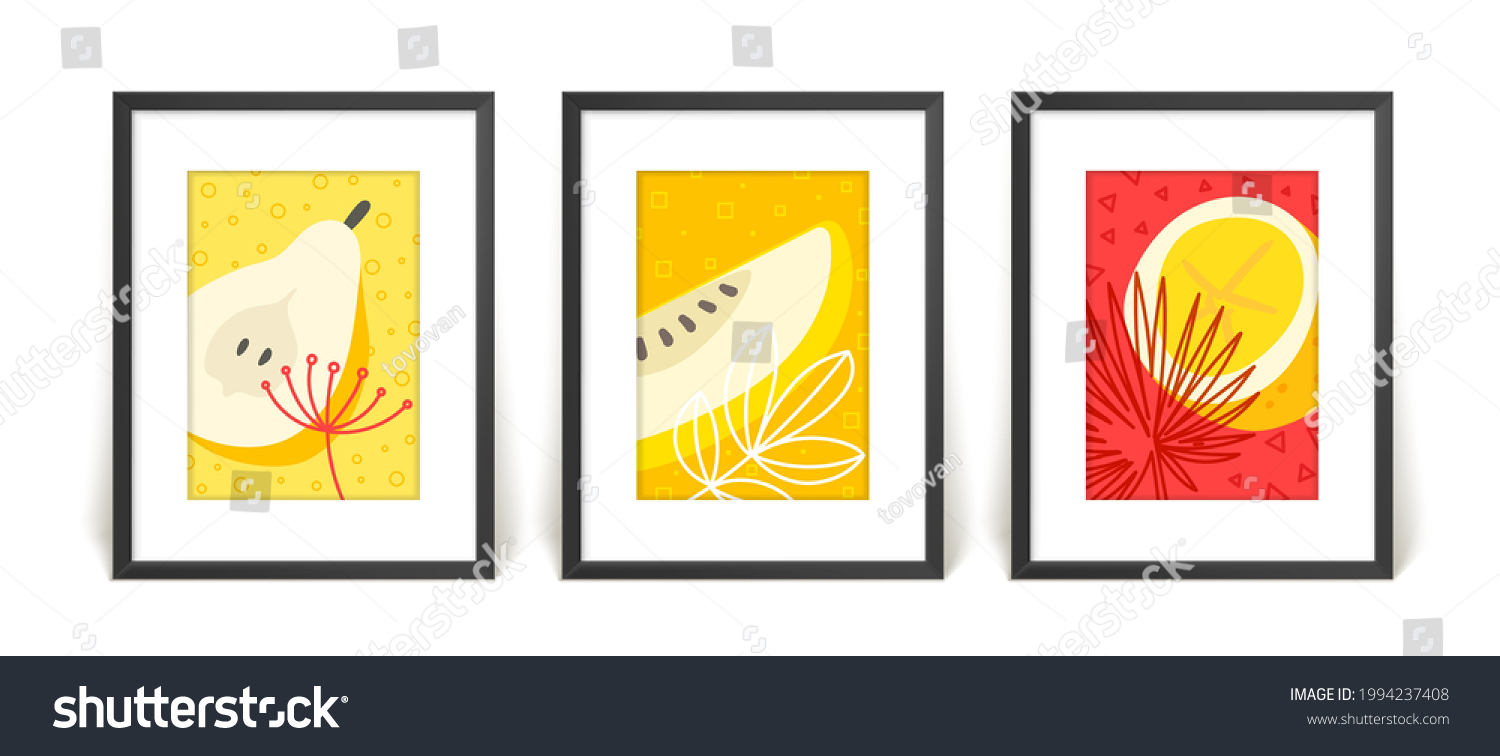 Three Posters Abstract Compositions Frames On Stock Vector (Royalty ...