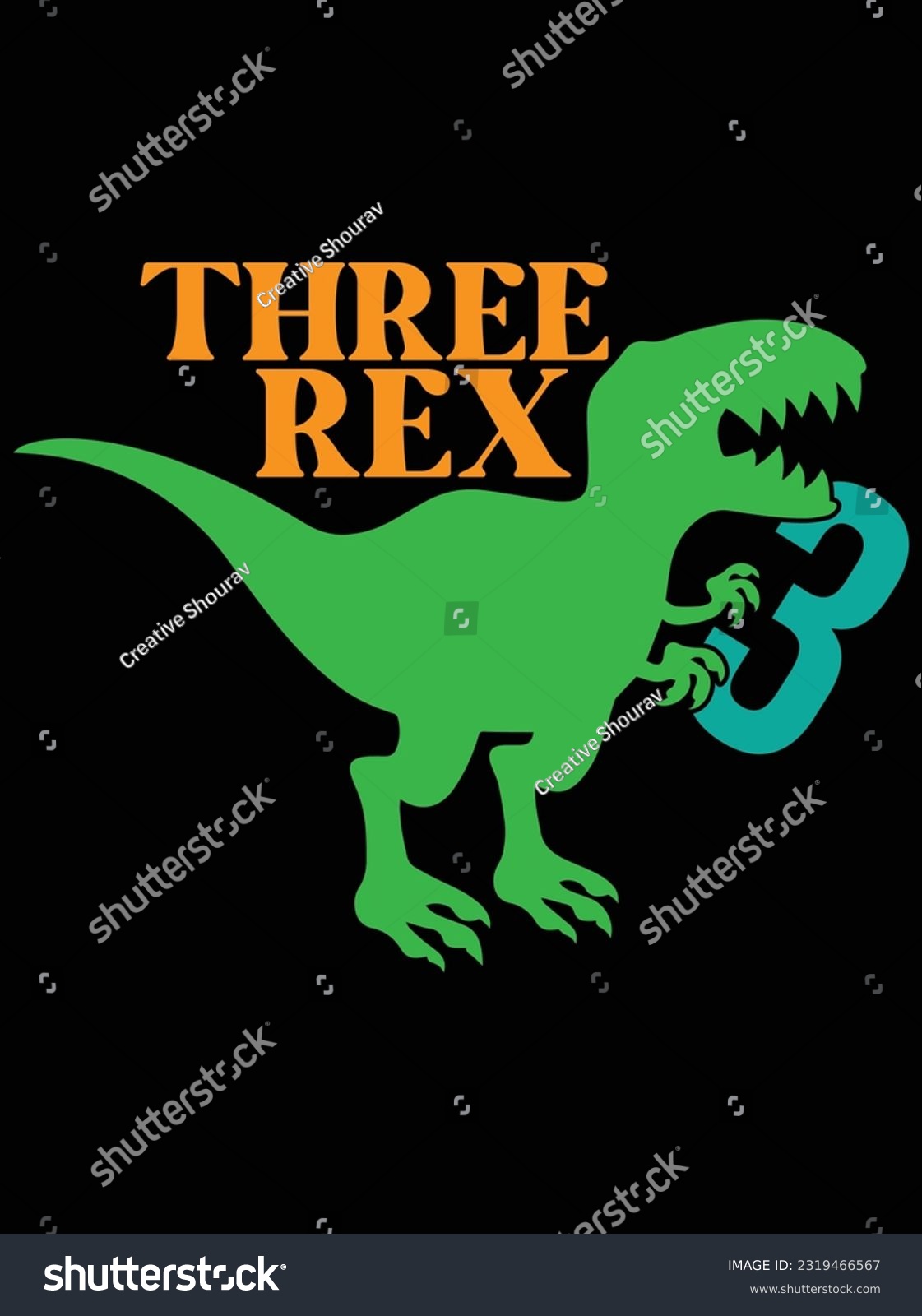 SVG of Three rex vector art design, eps file. design file for t-shirt. SVG, EPS cuttable design file svg