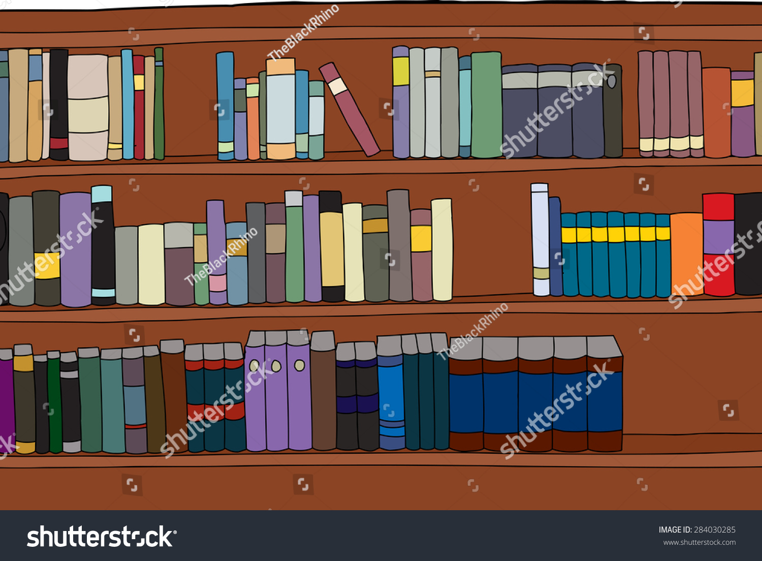 Three Rows Generic Books On Shelf Stock Vector (Royalty Free) 284030285 ...