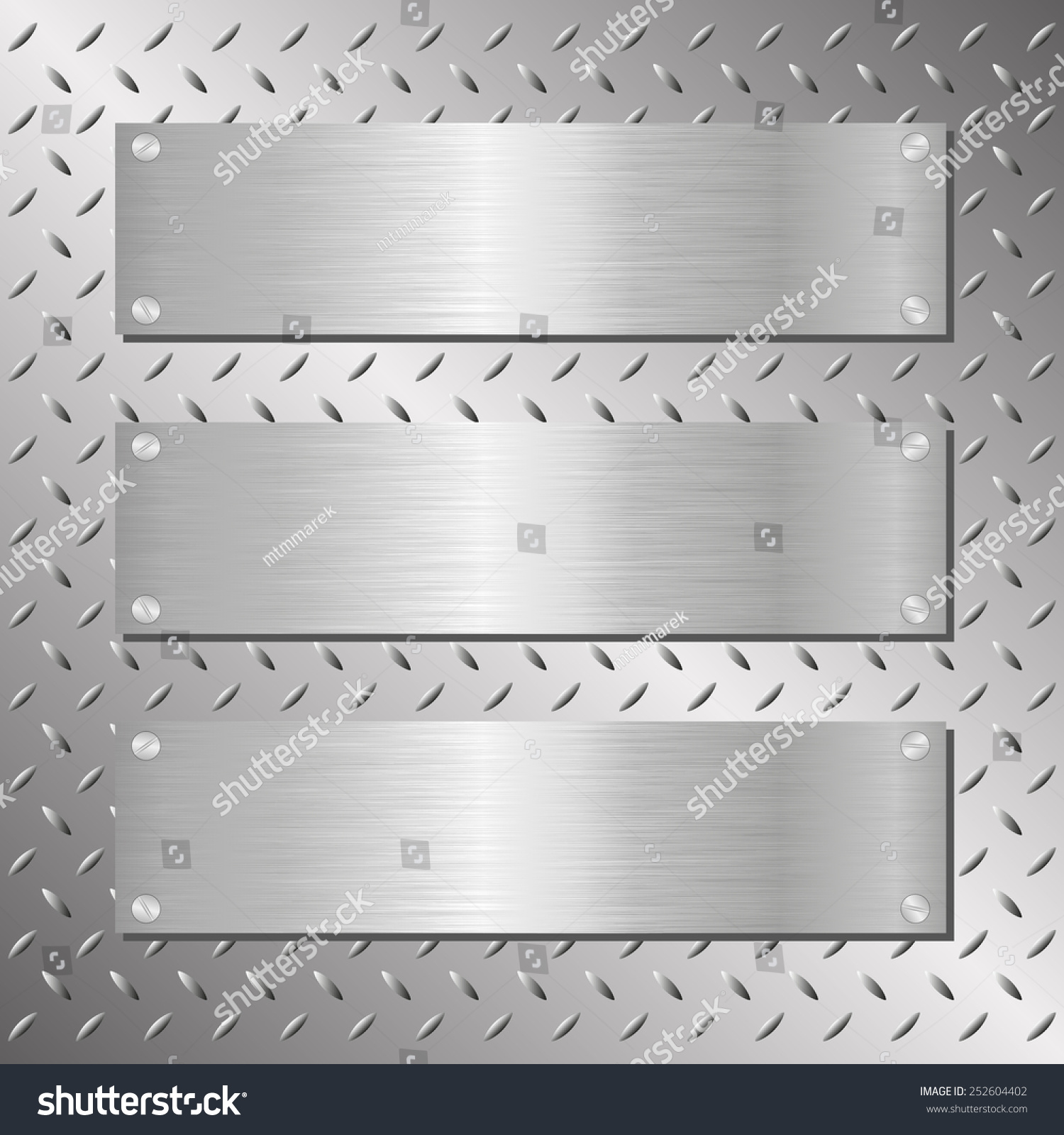 Three Steel Plaques On Iron Background Stock Vector (Royalty Free