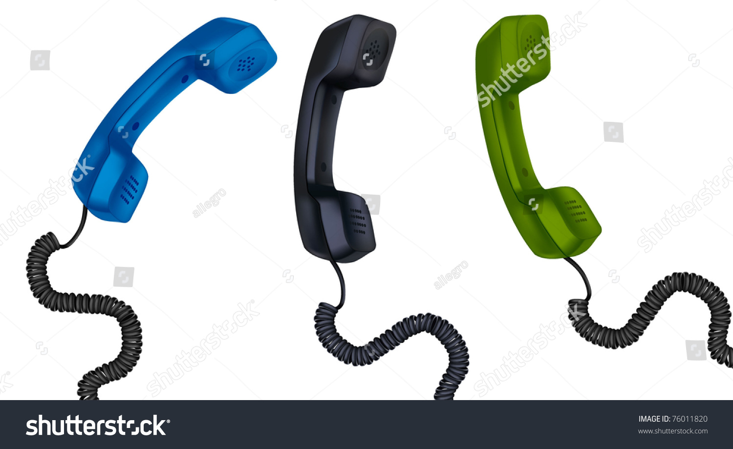 Three Telephone Receivers With Cables. Vector Illustration. - 76011820 ...