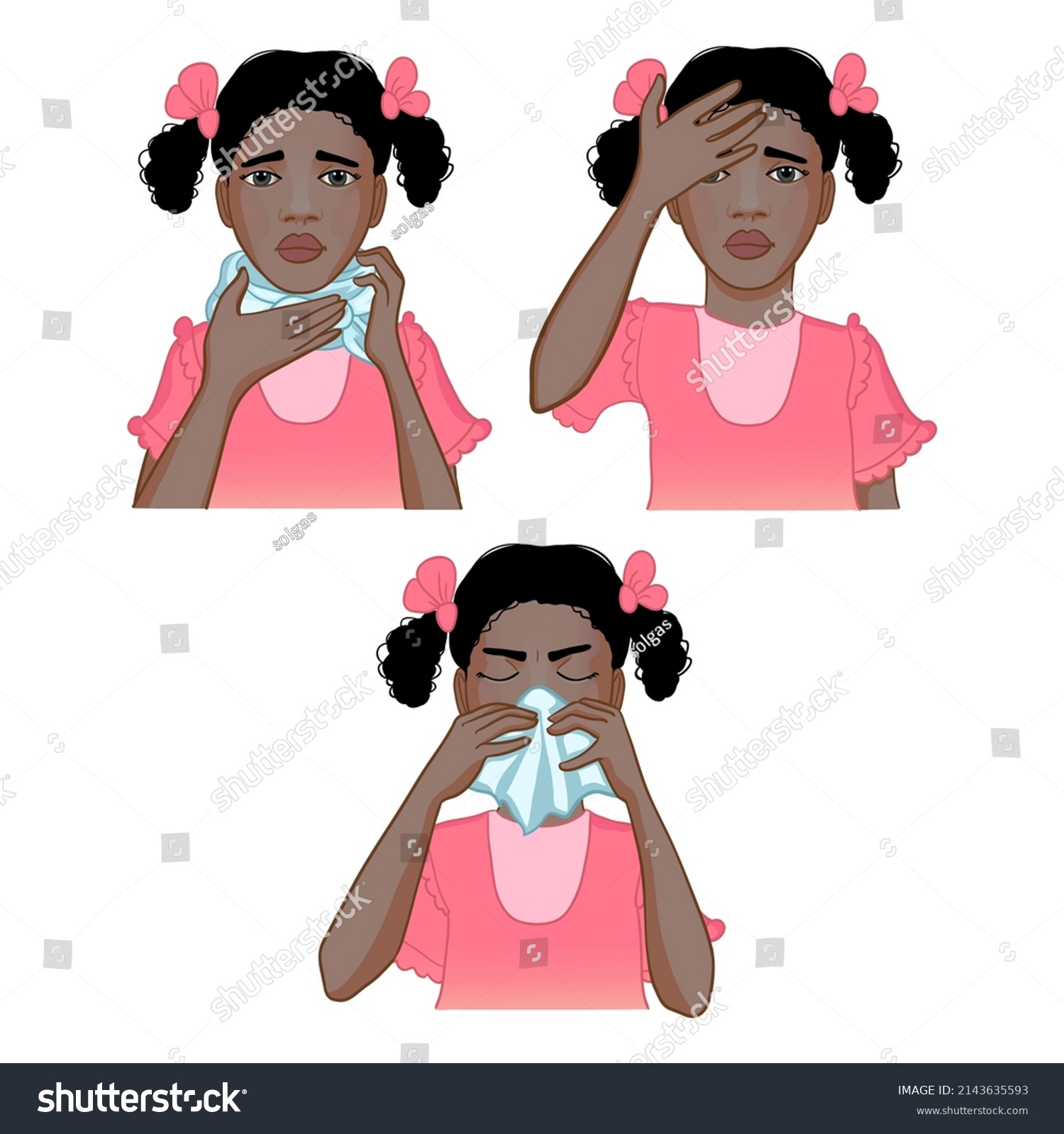 Three Vector Images Little African American Stock Vector (Royalty Free ...