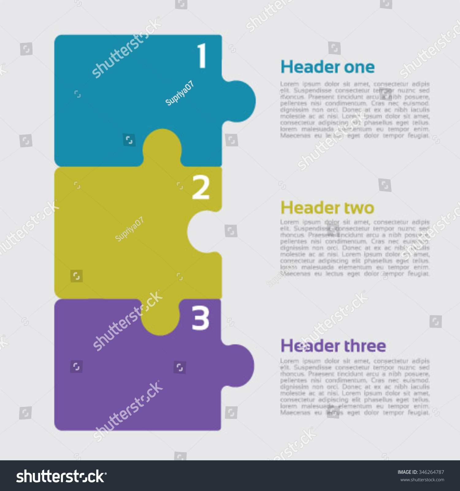 Three Vector Jigsaw Puzzle Pieces Multiple Stock Vector (Royalty Free