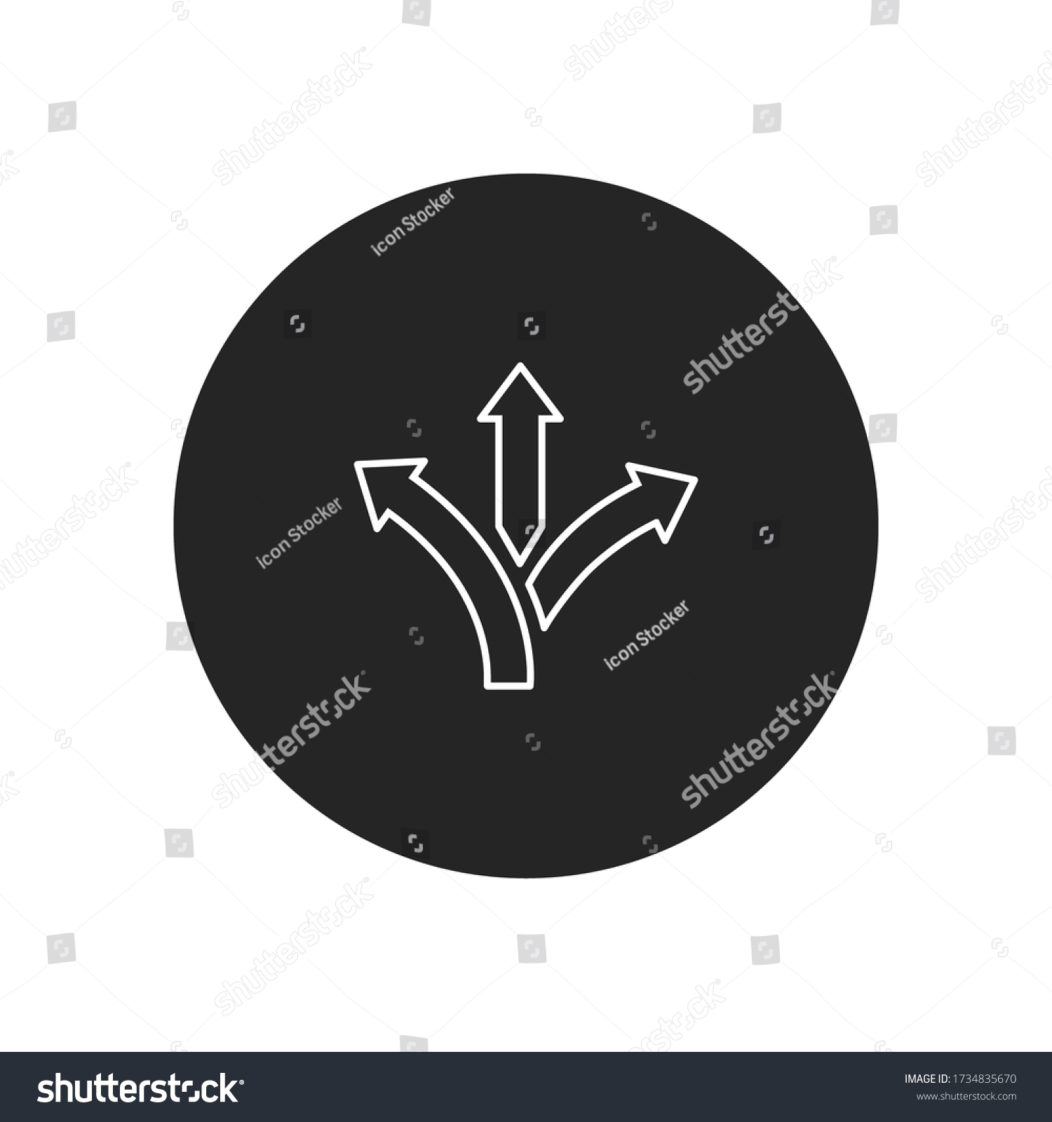 Threeway Direction Arrow Icon Vector Road Stock Vector Royalty Free 1734835670 Shutterstock 4336